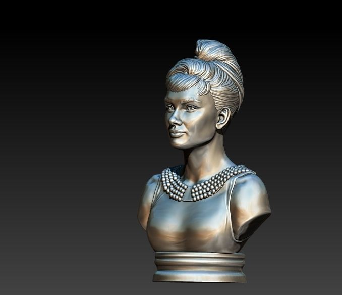 Audrey Hepburn 3D Portrait Model ready to 3D print 3D print model_9