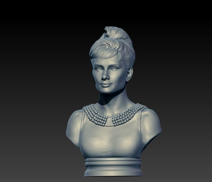Audrey Hepburn 3D Portrait Model ready to 3D print 3D print model_7
