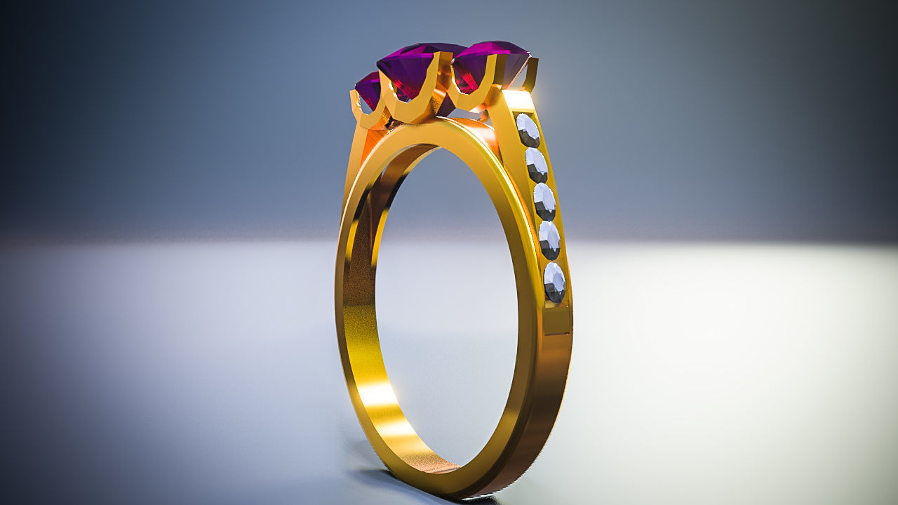 Solitaire Wedding Engagement Women Ring 3D 3D model_2