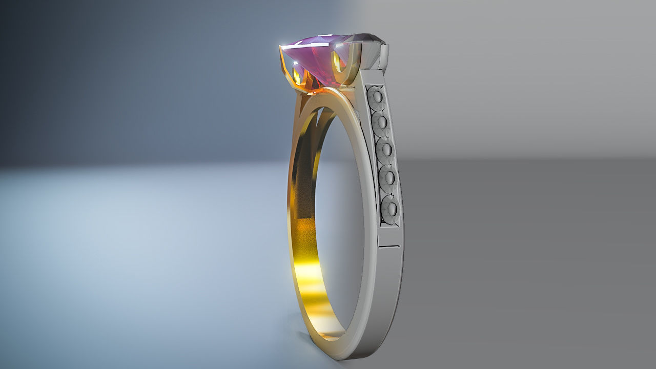 Solitaire Wedding Engagement Women Ring 3D 3D model_7