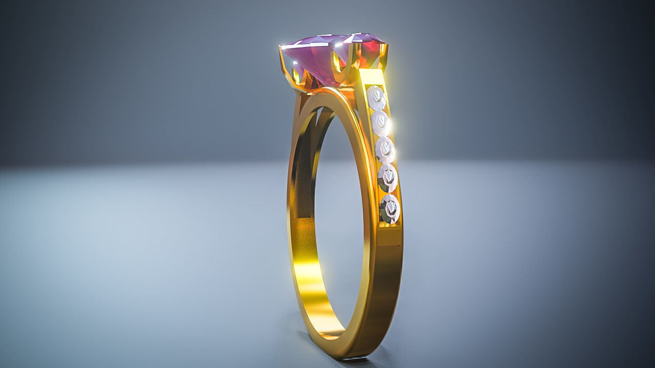 Solitaire Wedding Engagement Women Ring 3D 3D model_6