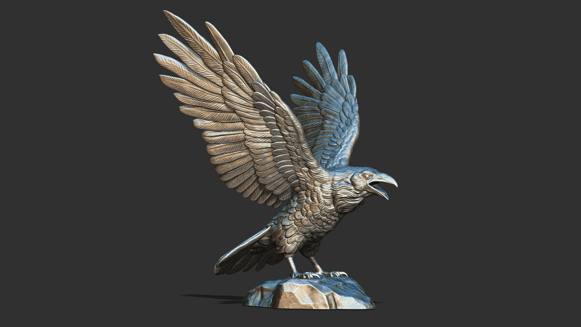 Raven spread its wings 3D print model_4