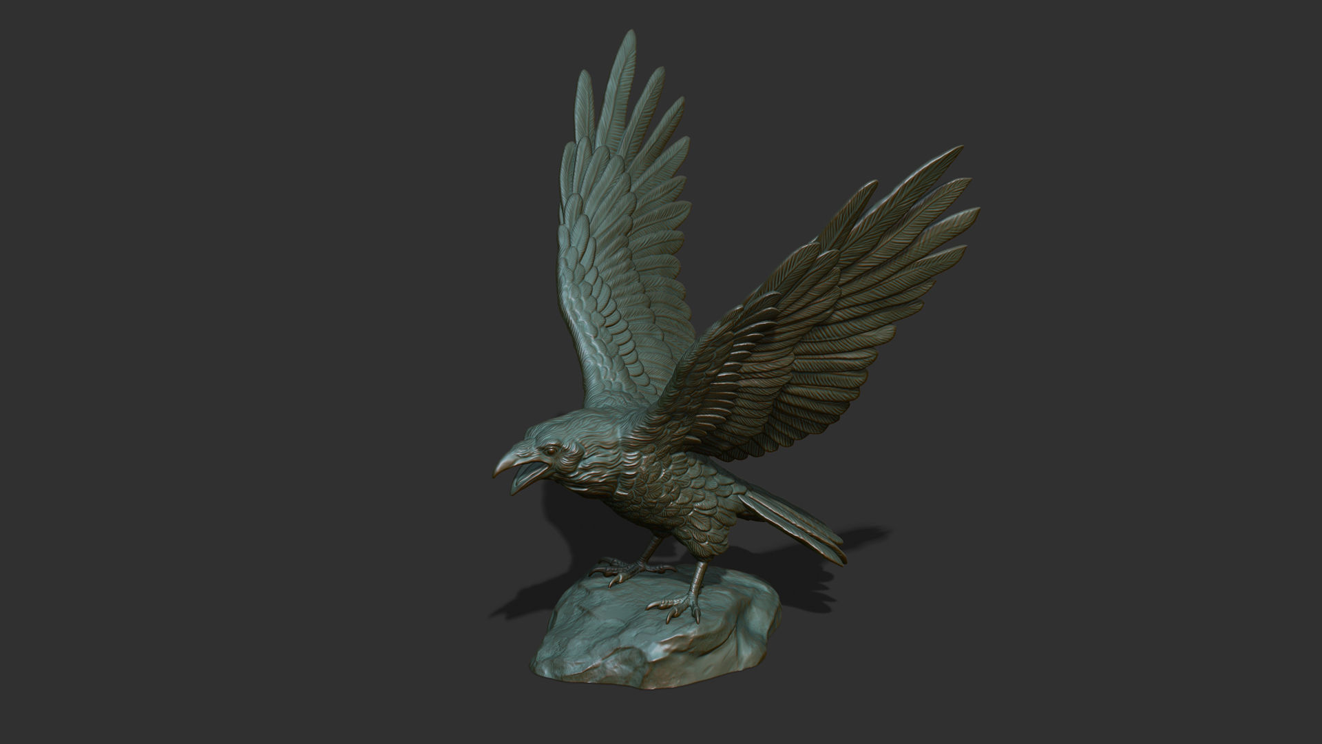 Raven spread its wings 3D print model_5