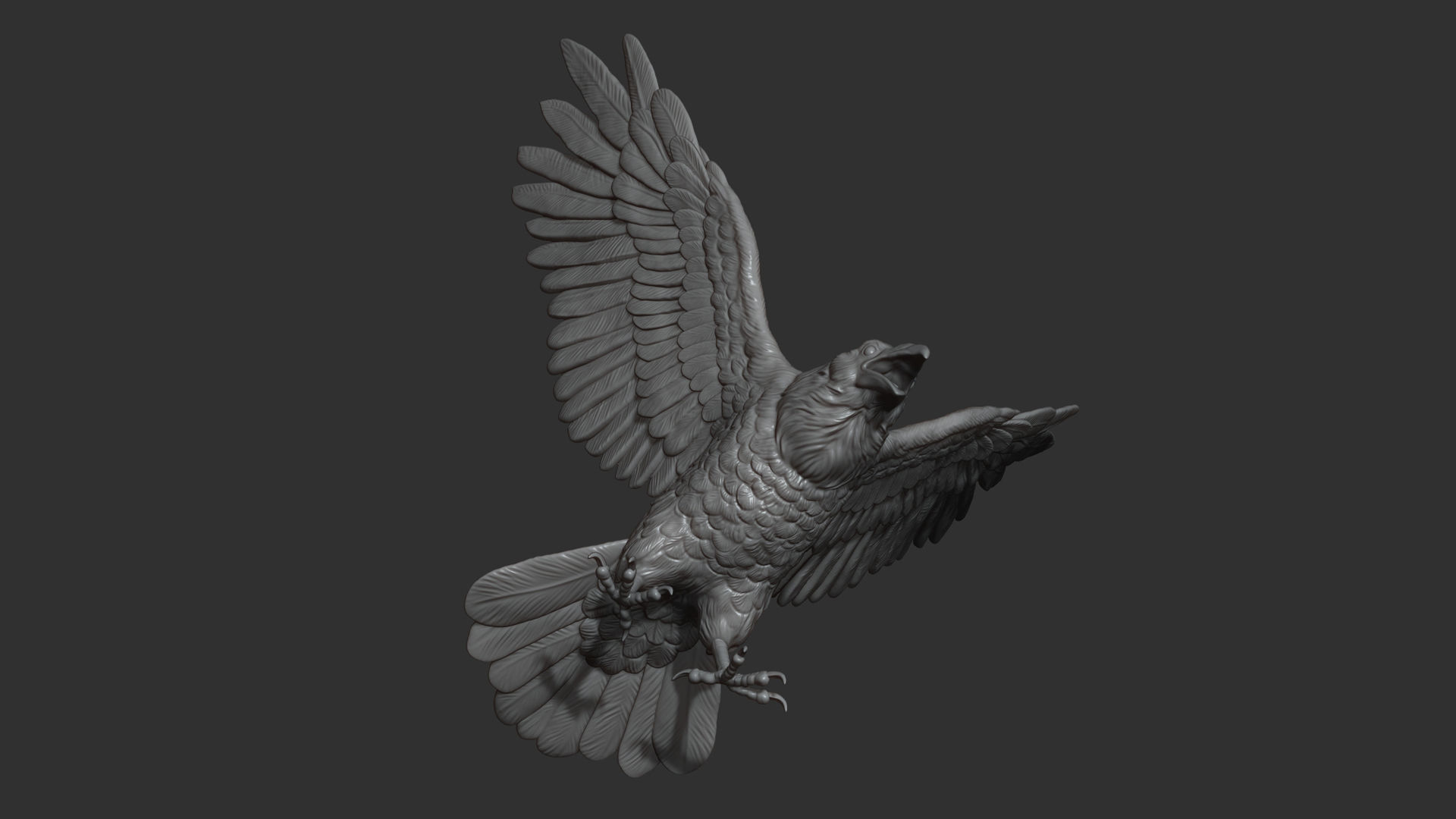Raven spread its wings 3D print model_15