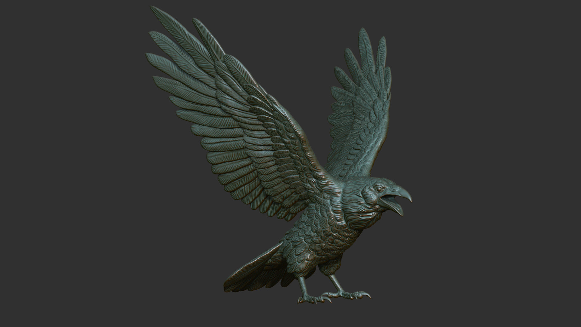 Raven spread its wings 3D print model_17