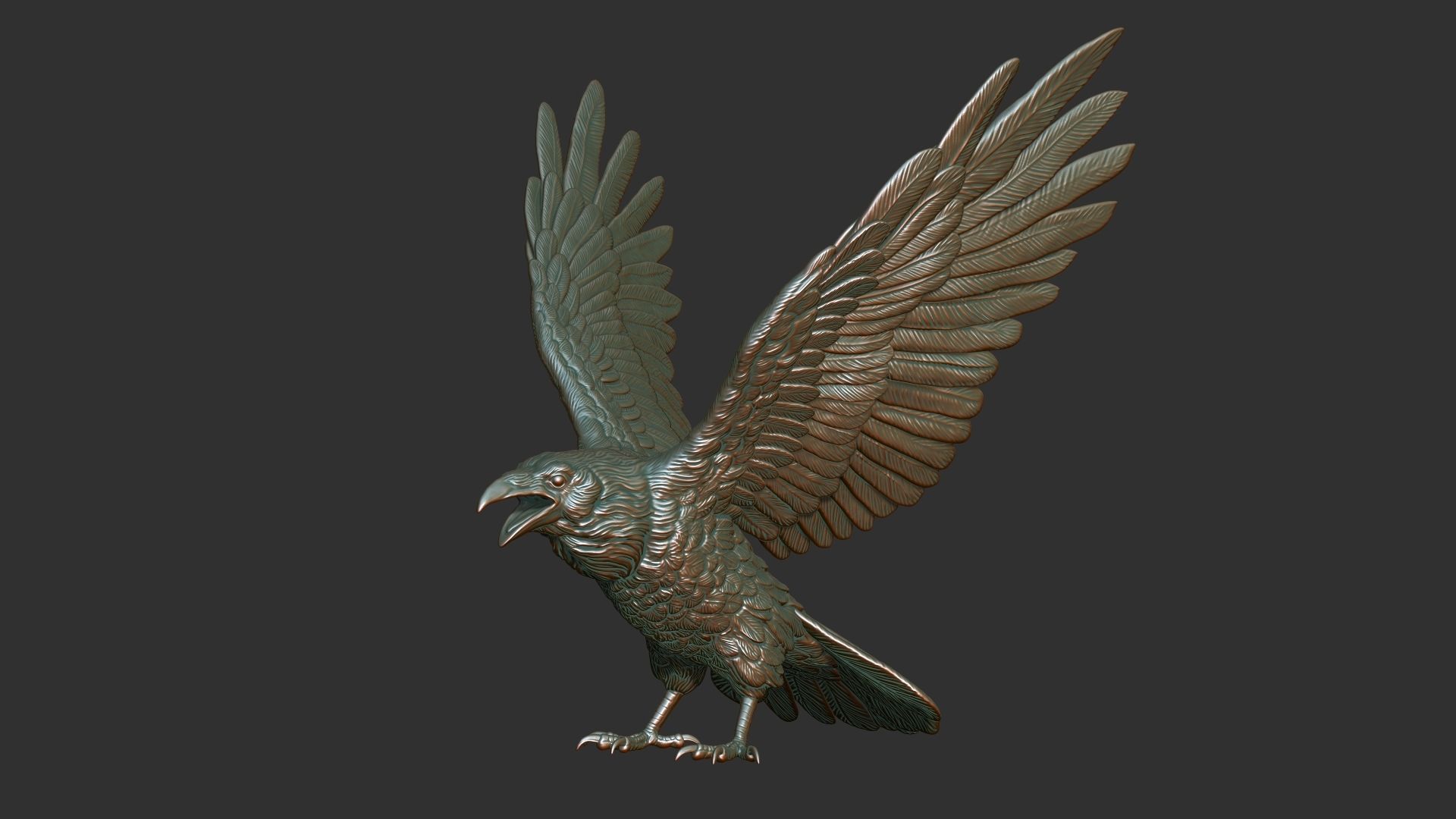 Raven spread its wings 3D print model_16