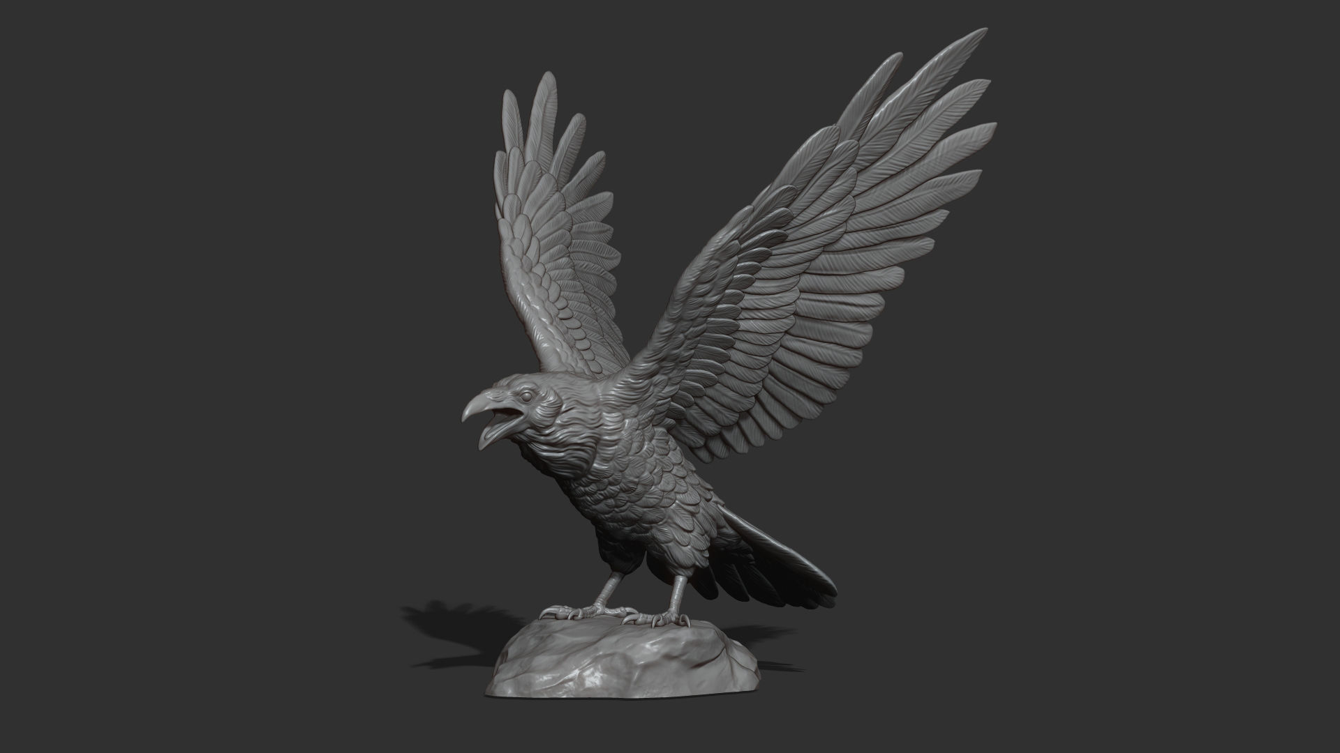 Raven spread its wings 3D print model_9