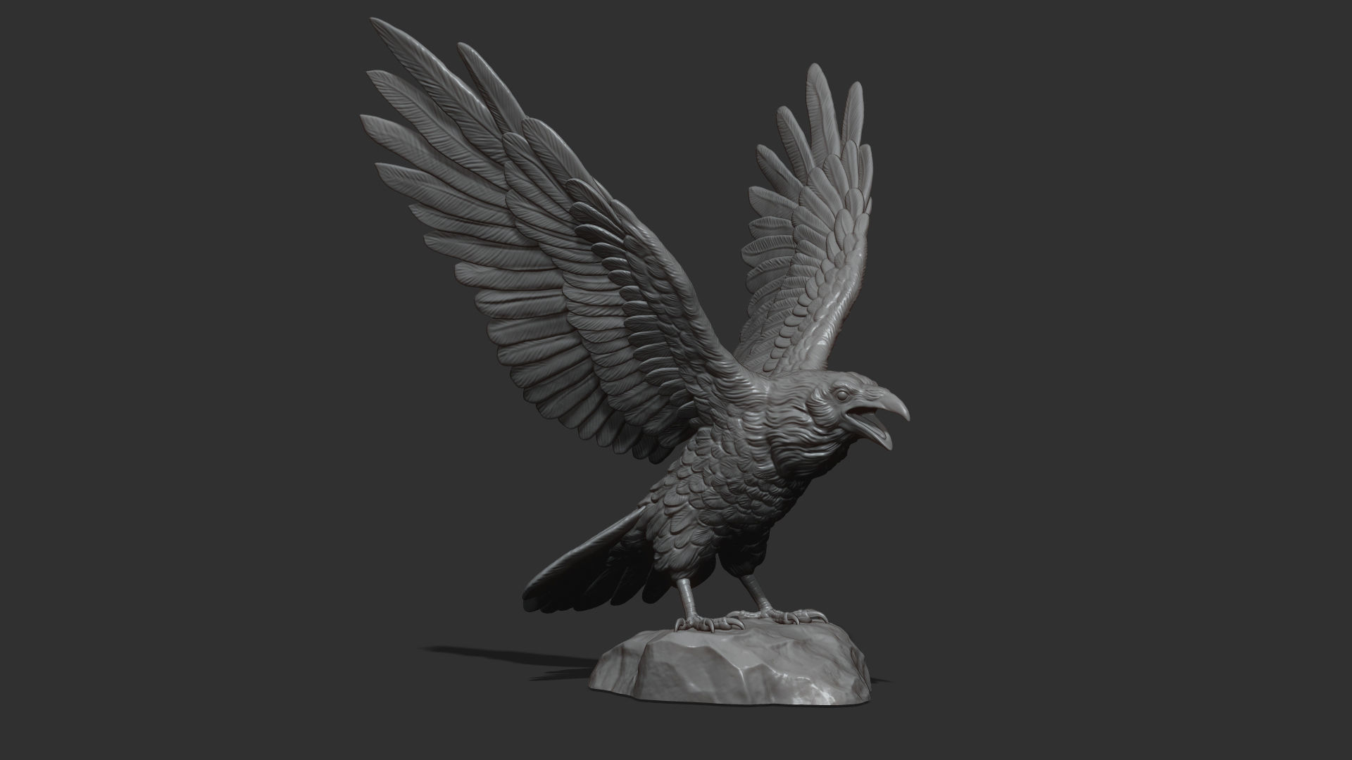 Raven spread its wings 3D print model_11