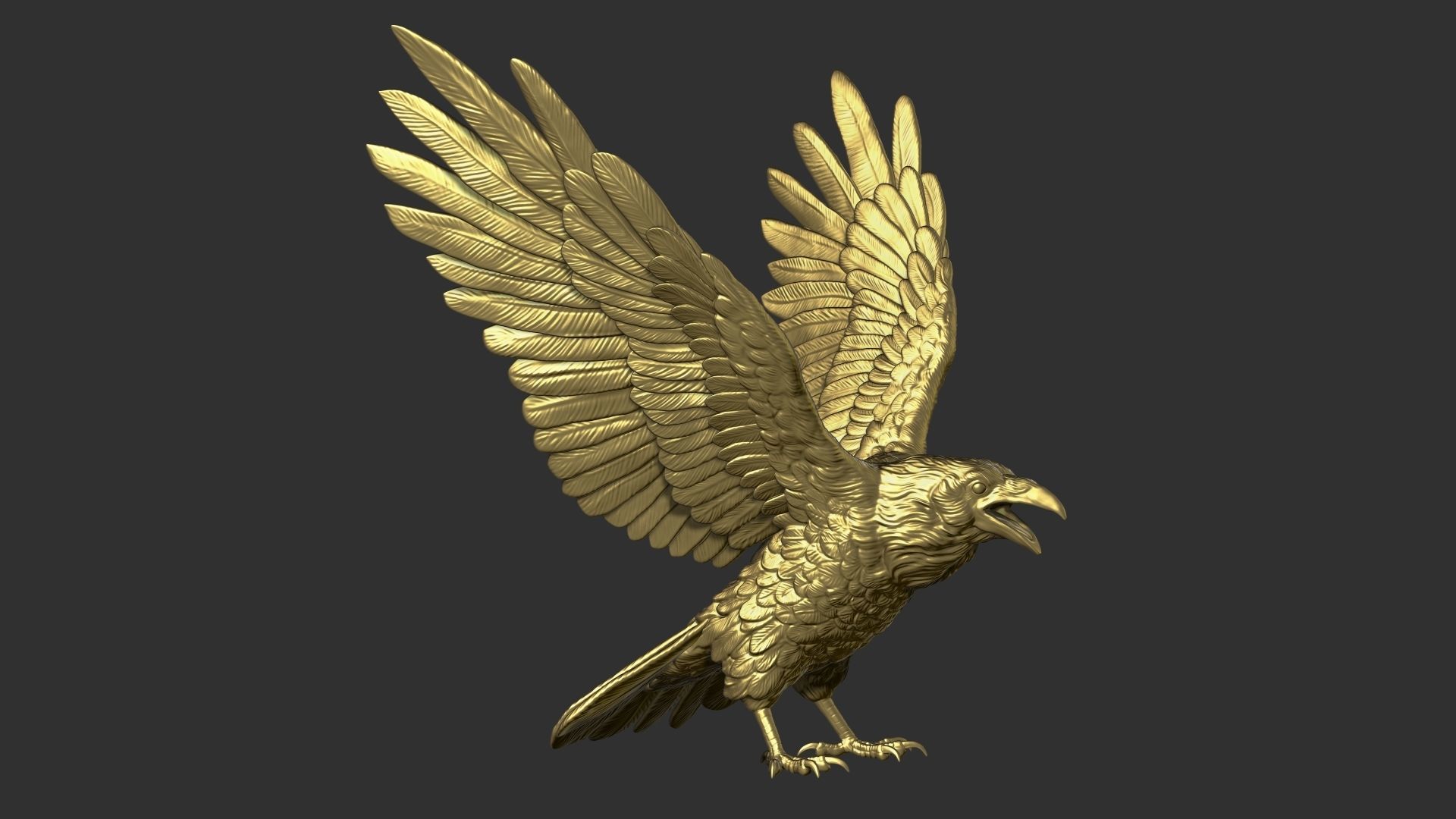 Raven spread its wings 3D print model_19