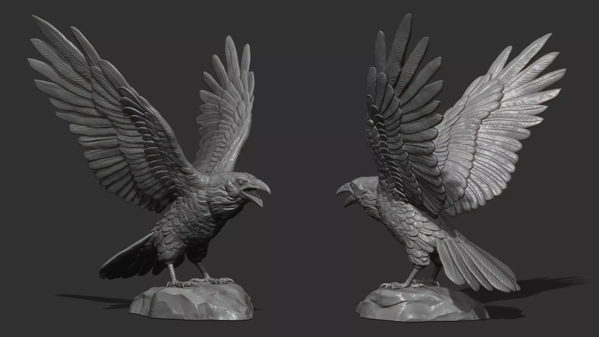 Raven spread its wings 3D print model_0