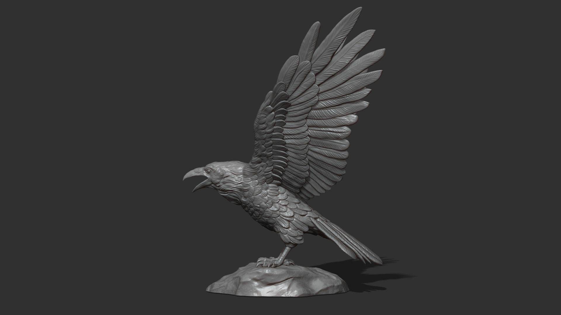 Raven spread its wings 3D print model_8
