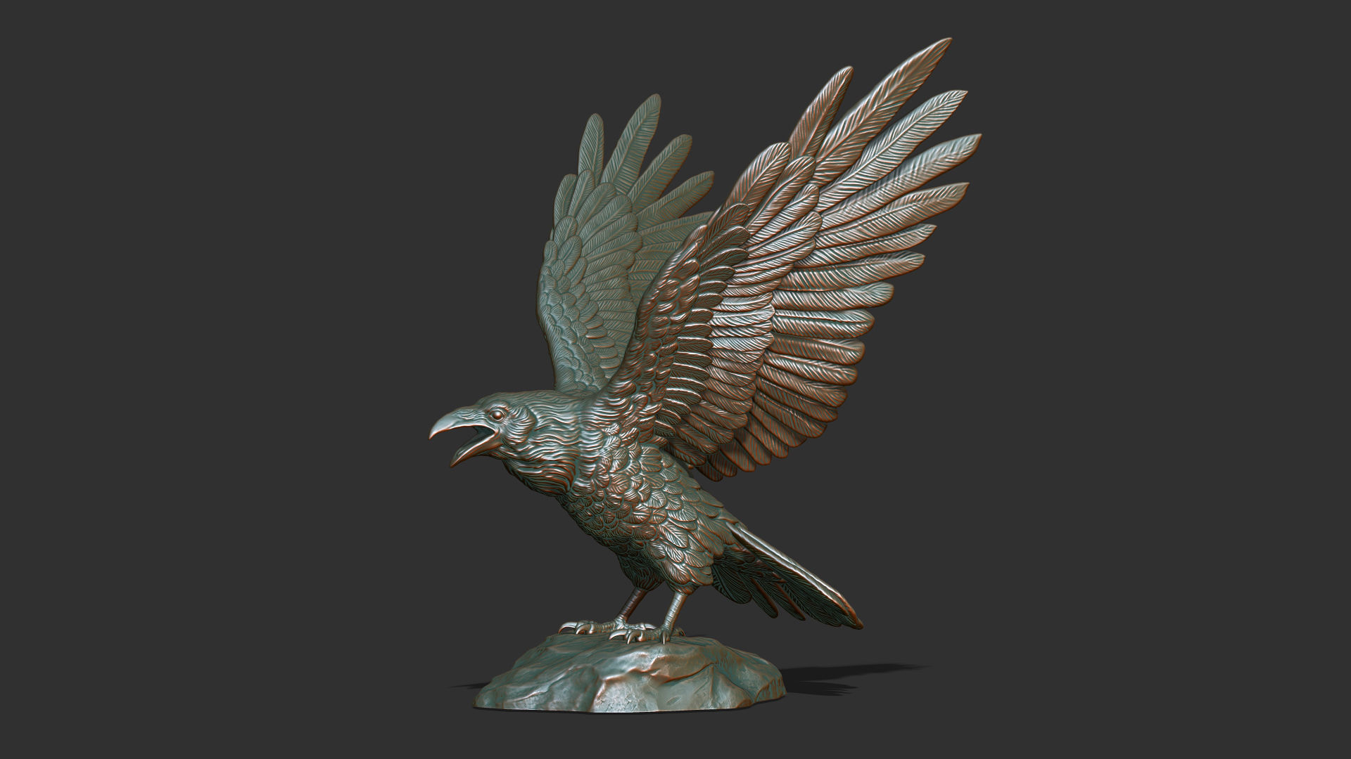 Raven spread its wings 3D print model_1
