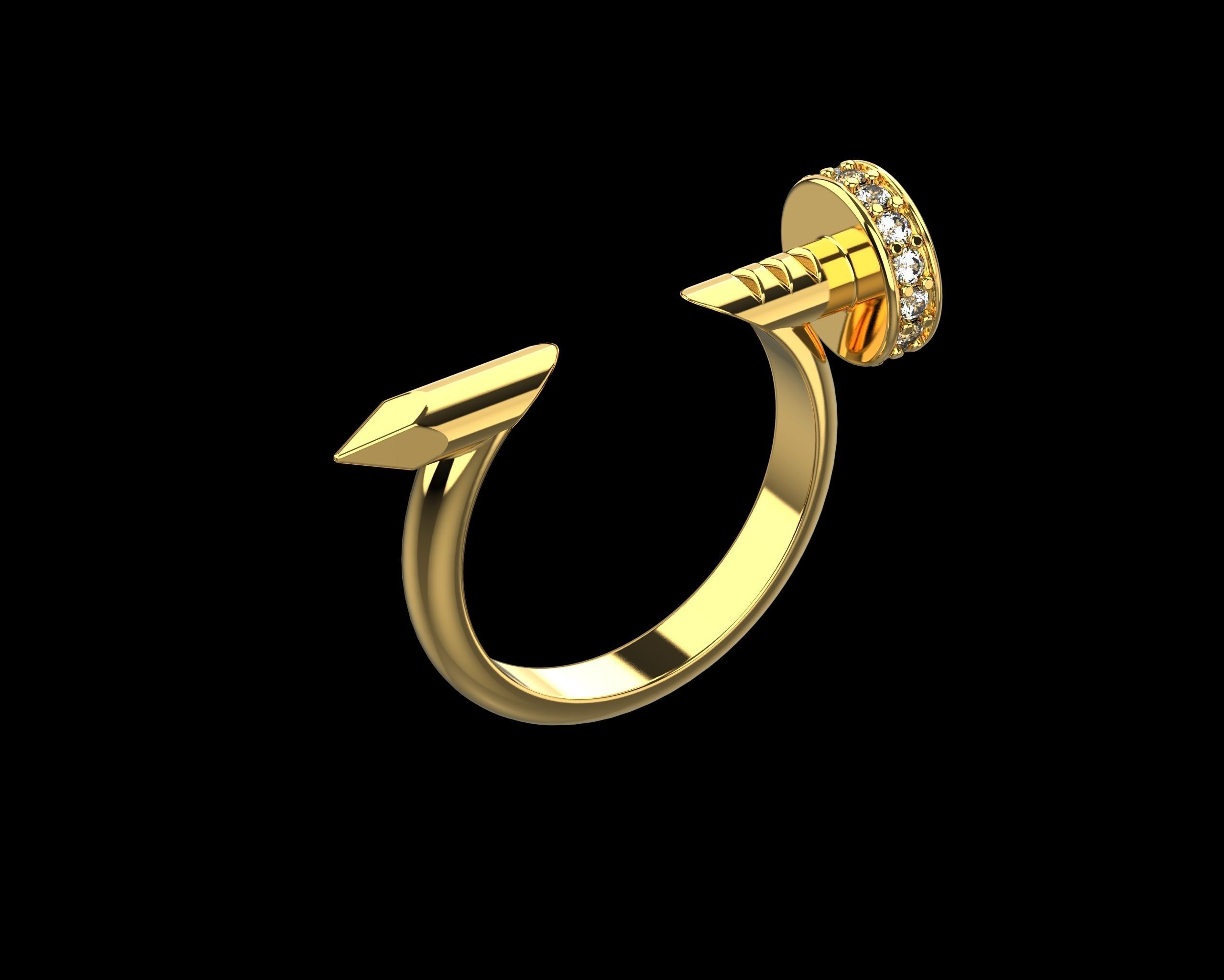 Nail Ring In The Finger with gems 15 Size N101 3D print model_5
