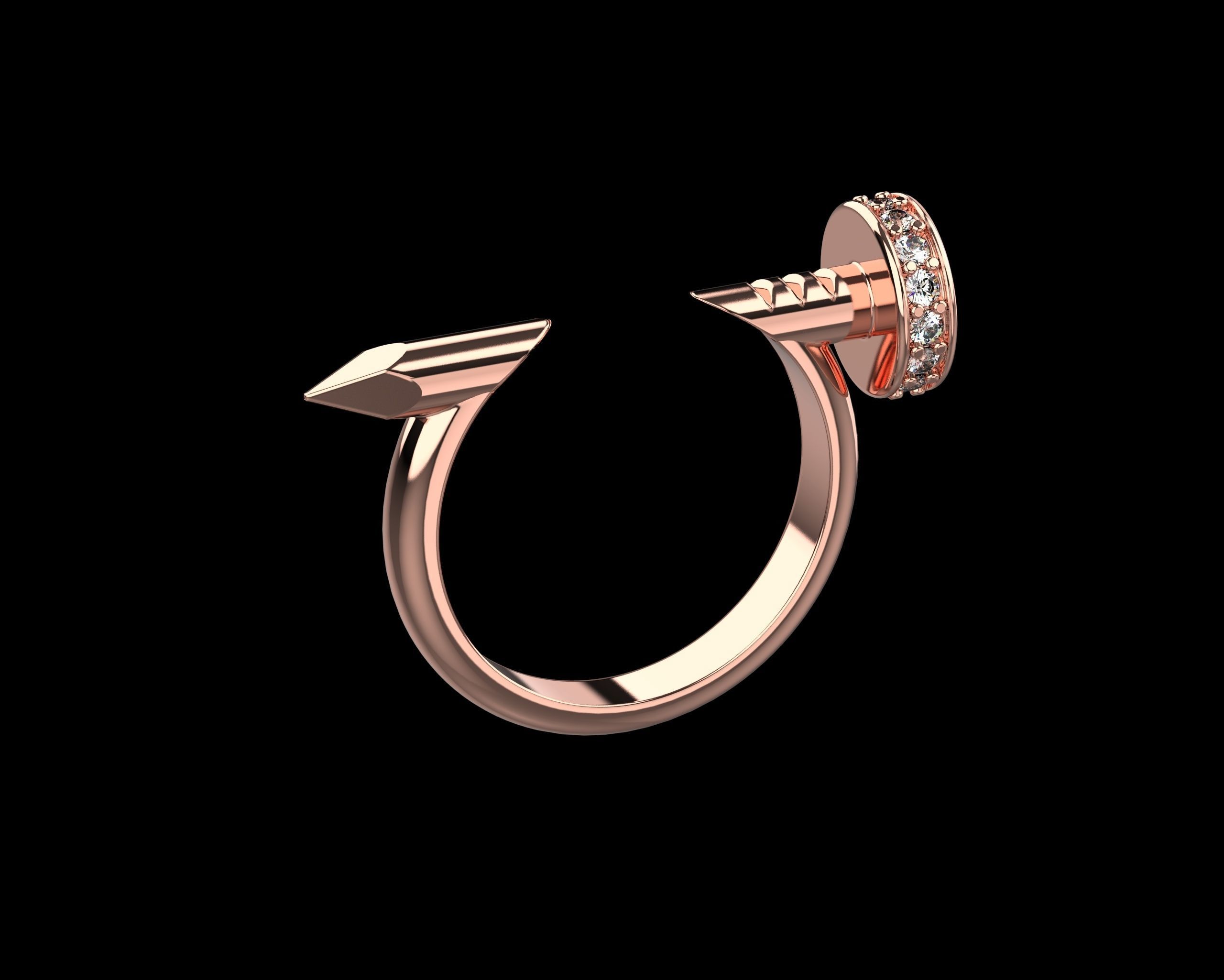 Nail Ring In The Finger with gems 15 Size N101 3D print model_2