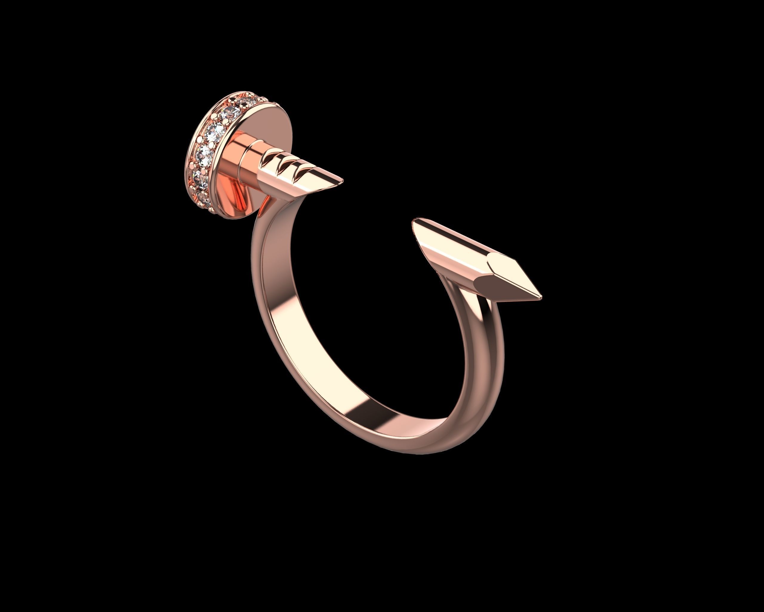 Nail Ring In The Finger with gems 15 Size N101 3D print model_1