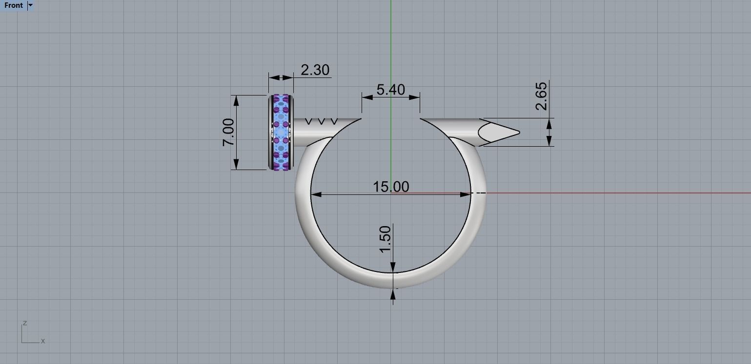 Nail Ring In The Finger with gems 15 Size N101 3D print model_7