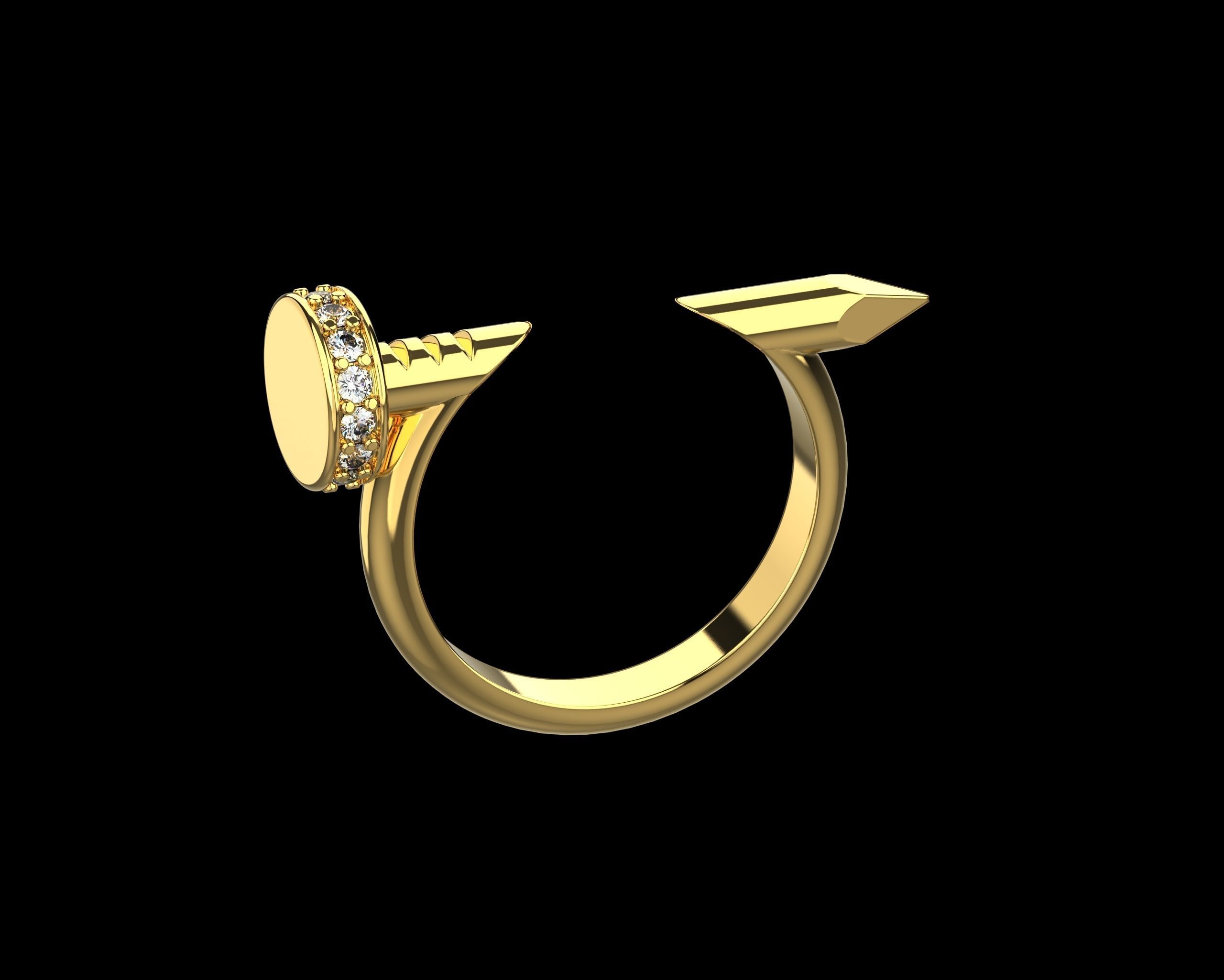 Nail Ring In The Finger with gems 15 Size N101 3D print model_3