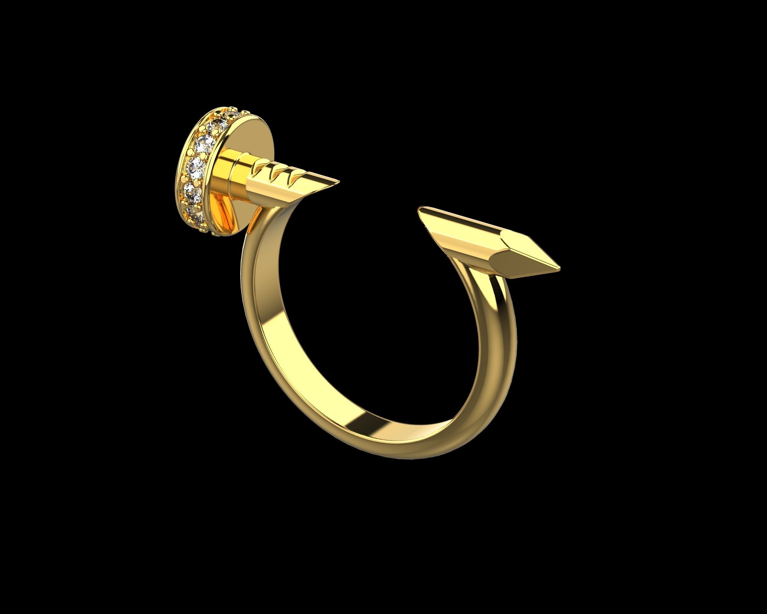 Nail Ring In The Finger with gems 15 Size N101 3D print model_4