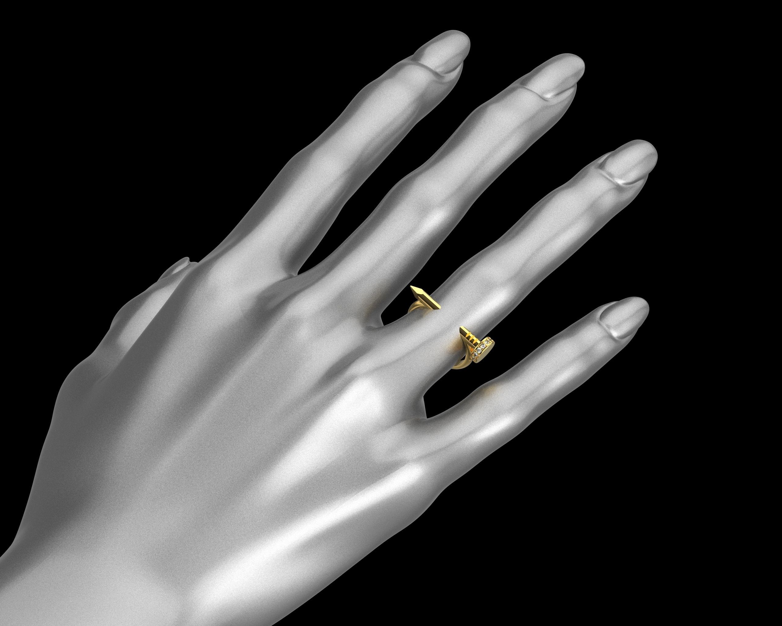 Nail Ring In The Finger with gems 15 Size N101 3D print model_13