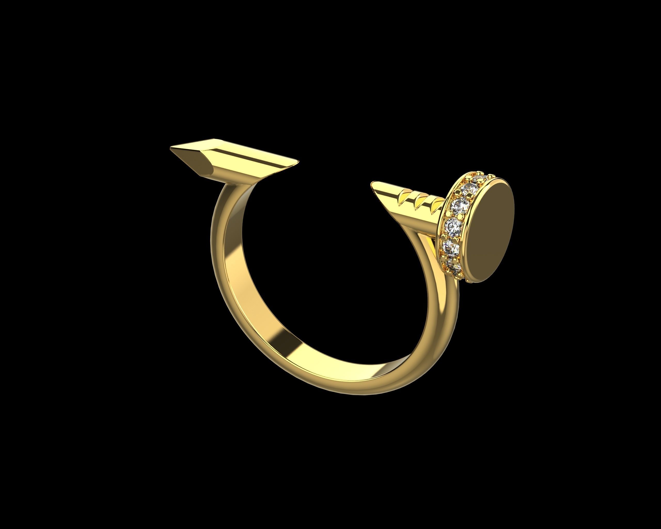 Nail Ring In The Finger with gems 15 Size N101 3D print model_15