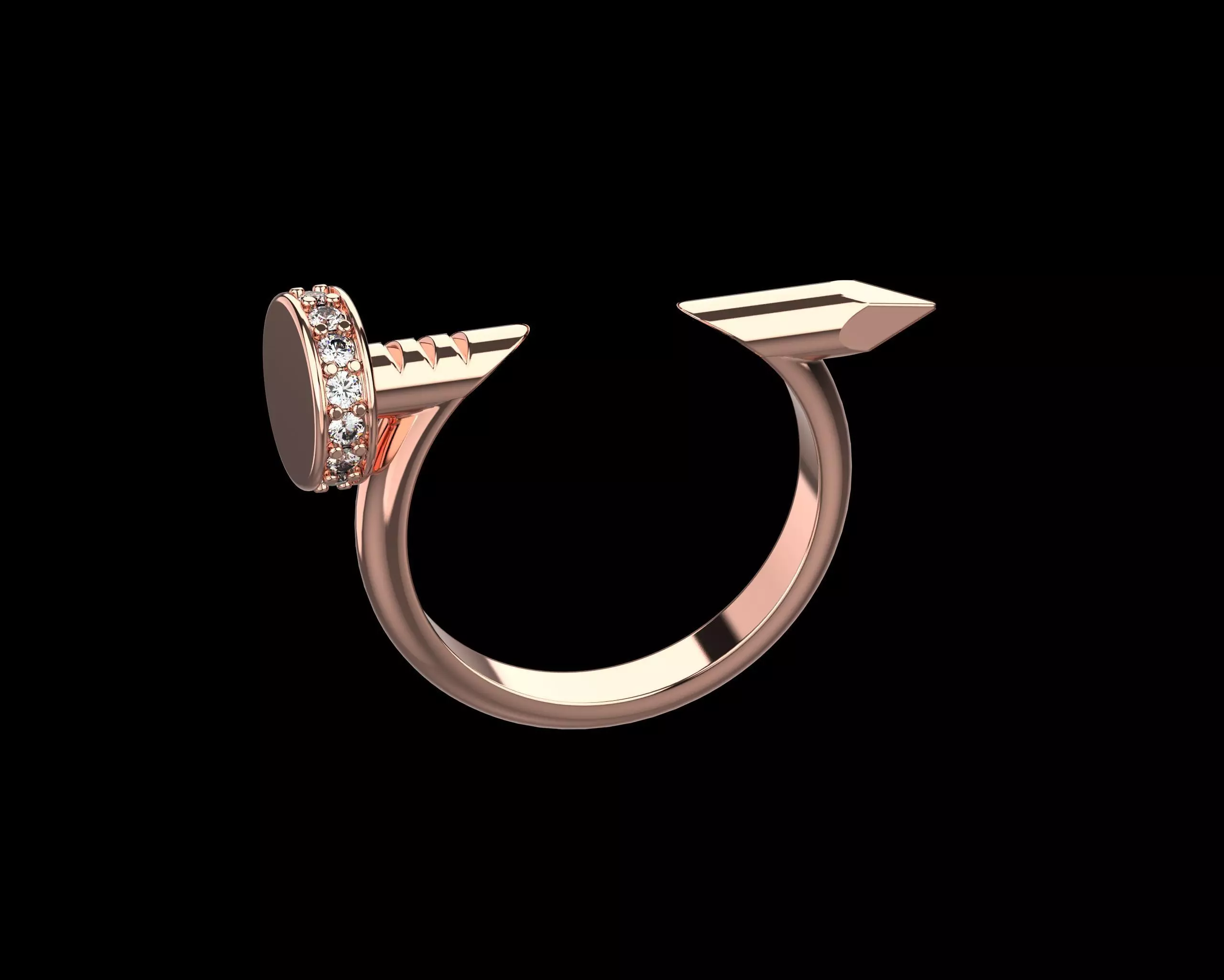 Nail Ring In The Finger with gems 15 Size N101 3D print model_0