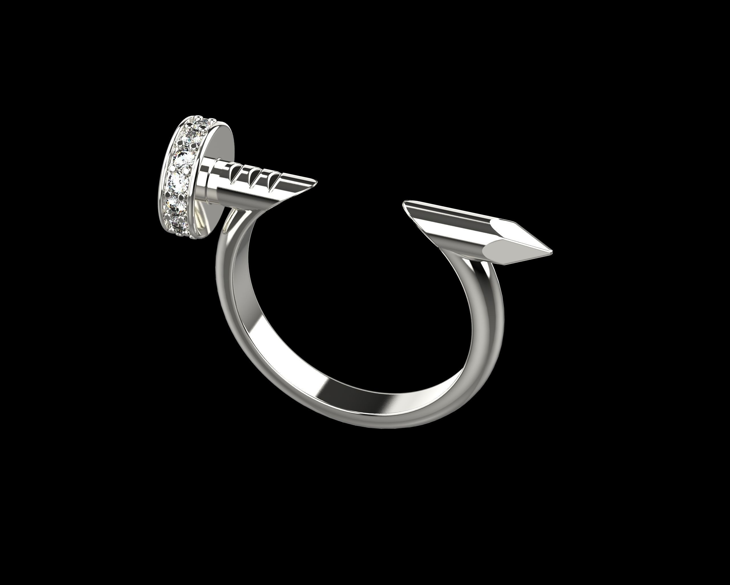 Nail Ring In The Finger with gems 15 Size N101 3D print model_18