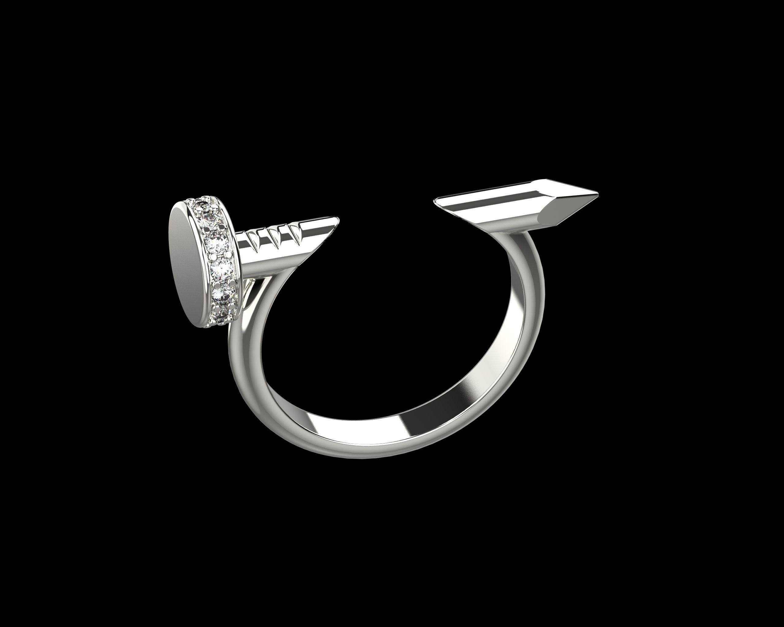 Nail Ring In The Finger with gems 15 Size N101 3D print model_19