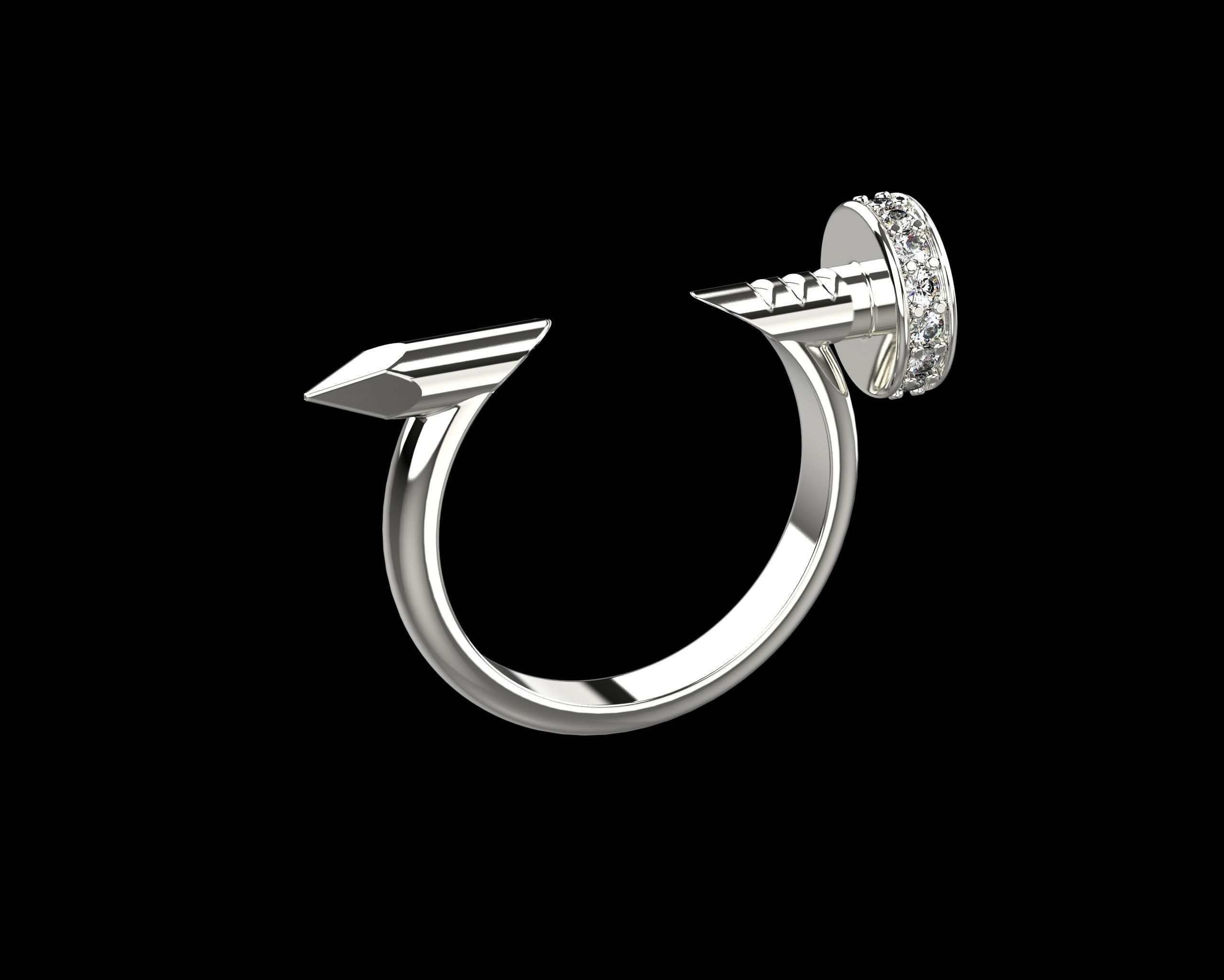 Nail Ring In The Finger with gems 15 Size N101 3D print model_17