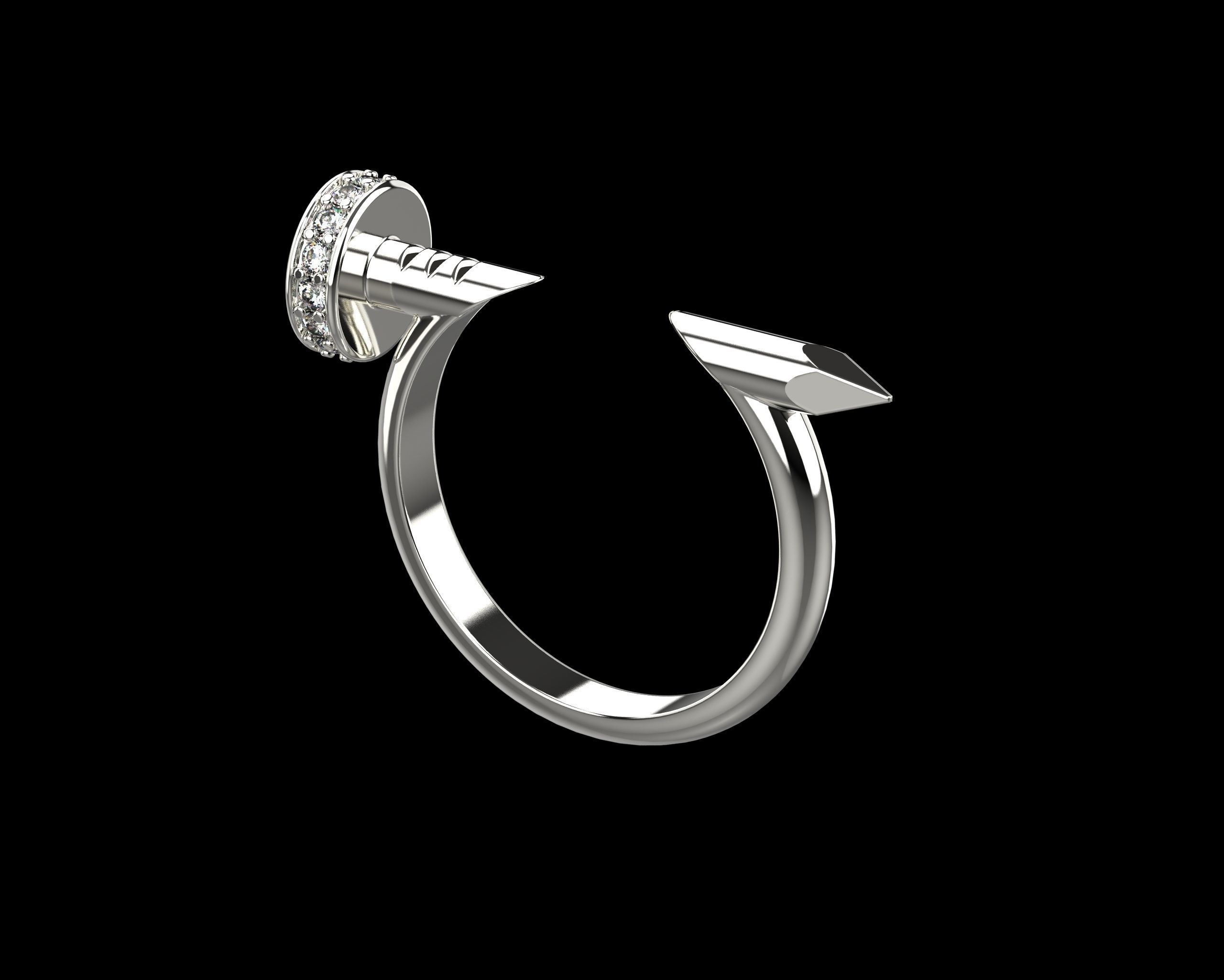 Nail Ring In The Finger with gems 17 Size N103 3D print model_18