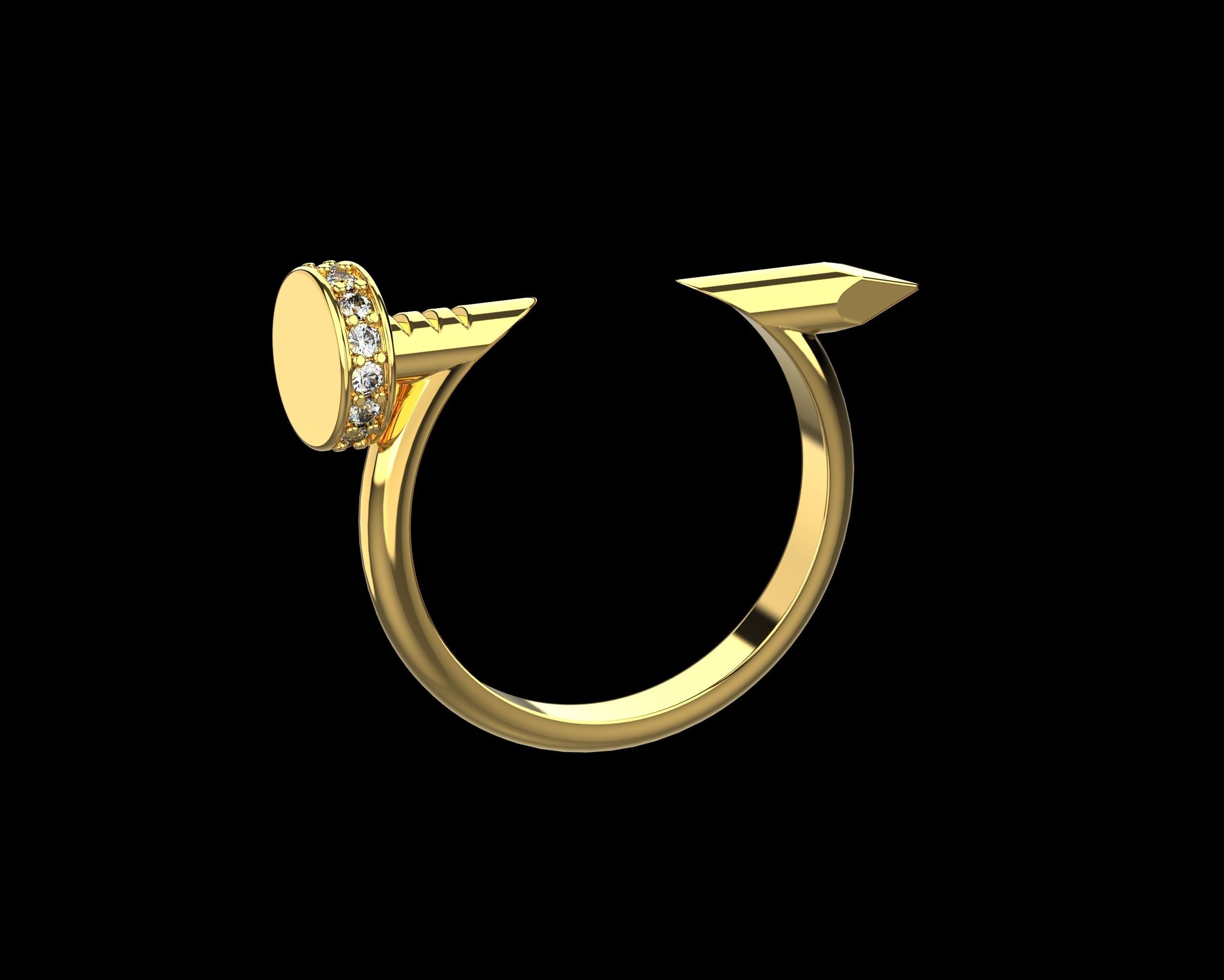 Nail Ring In The Finger with gems 17 Size N103 3D print model_3