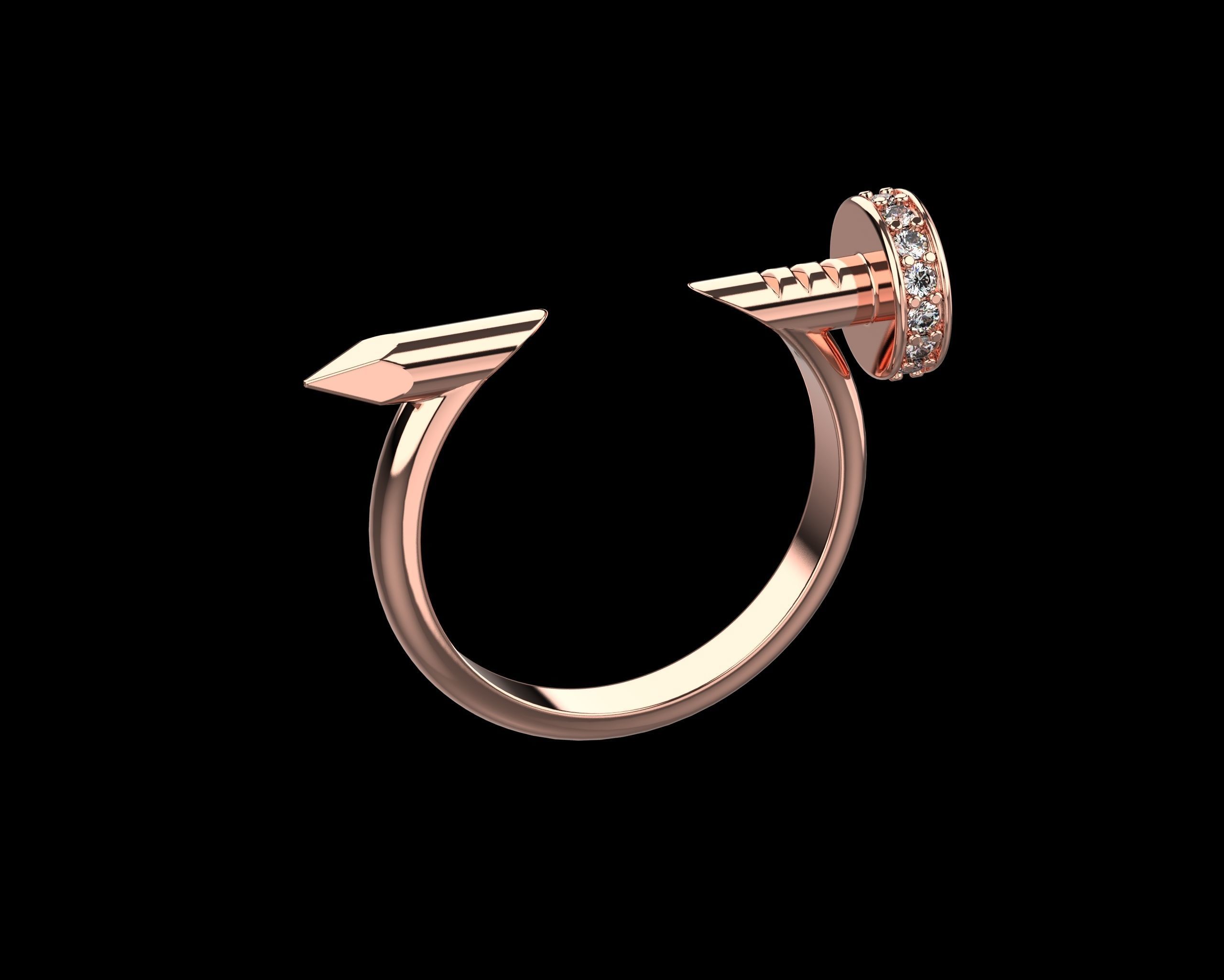 Nail Ring In The Finger with gems 17 Size N103 3D print model_1