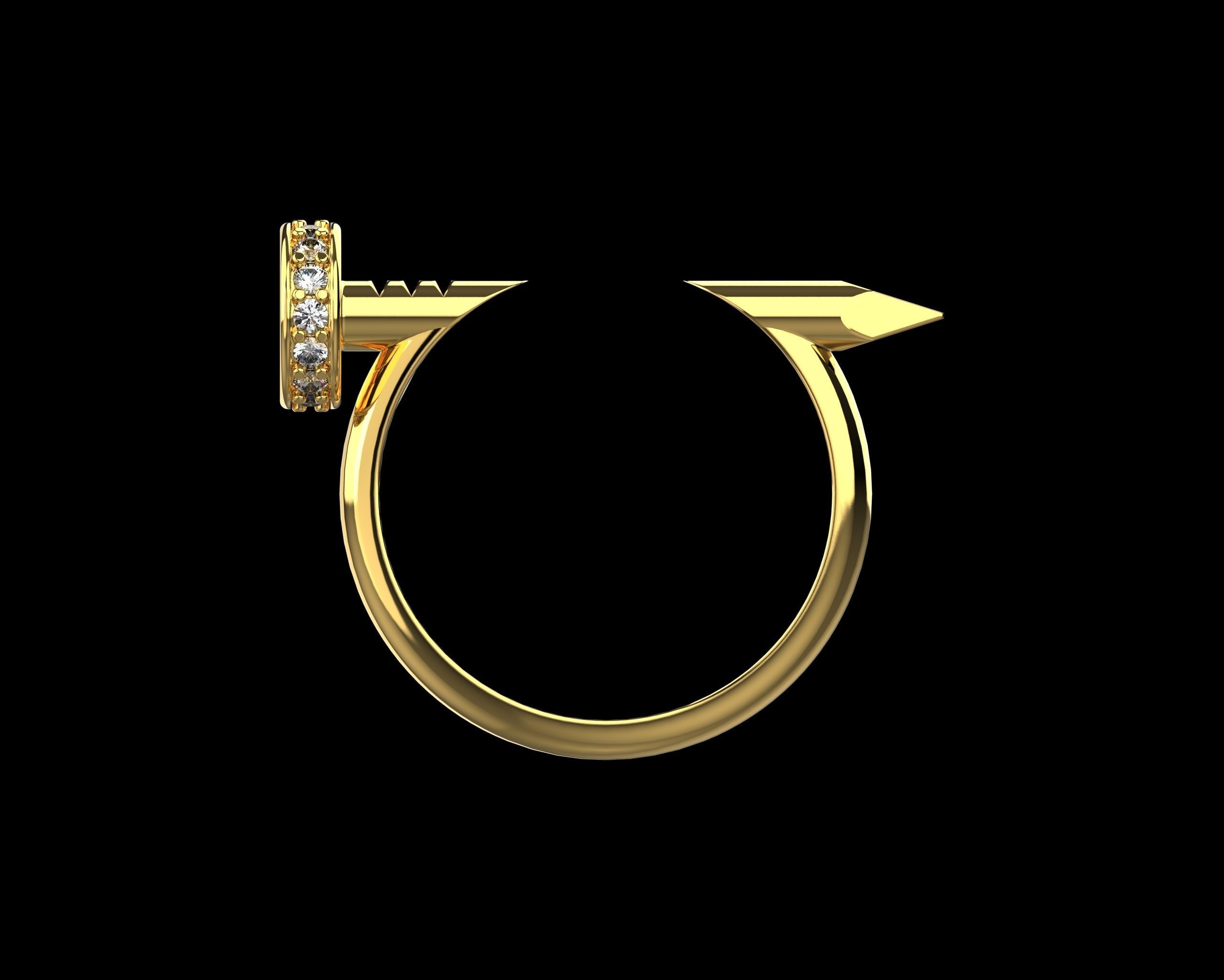 Nail Ring In The Finger with gems 17 Size N103 3D print model_4