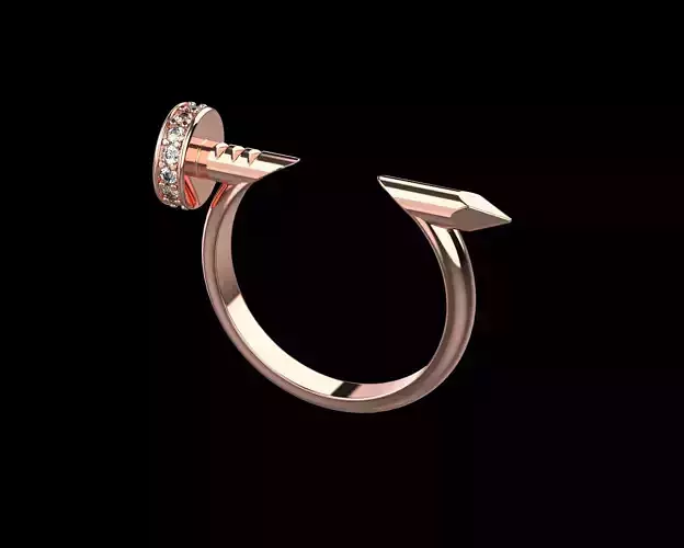 Nail Ring In The Finger with gems 17 Size N103 3D print model