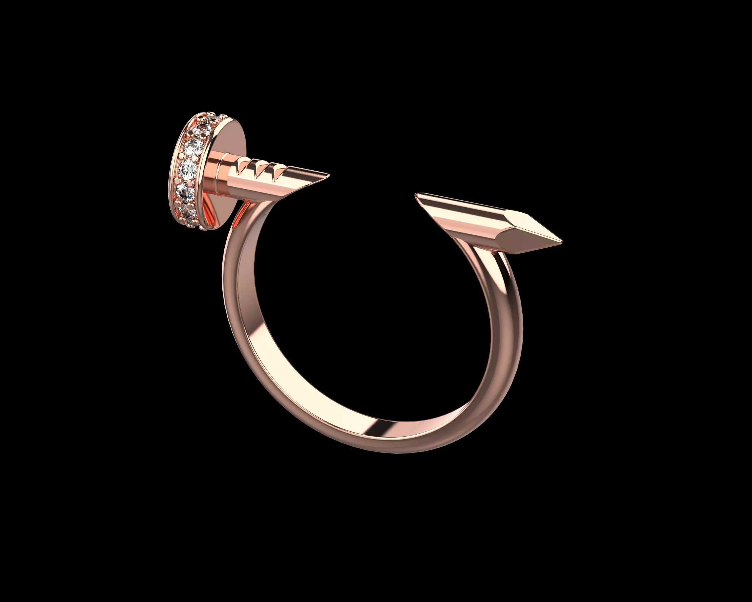 Nail Ring In The Finger with gems 17 Size N103 3D print model_0