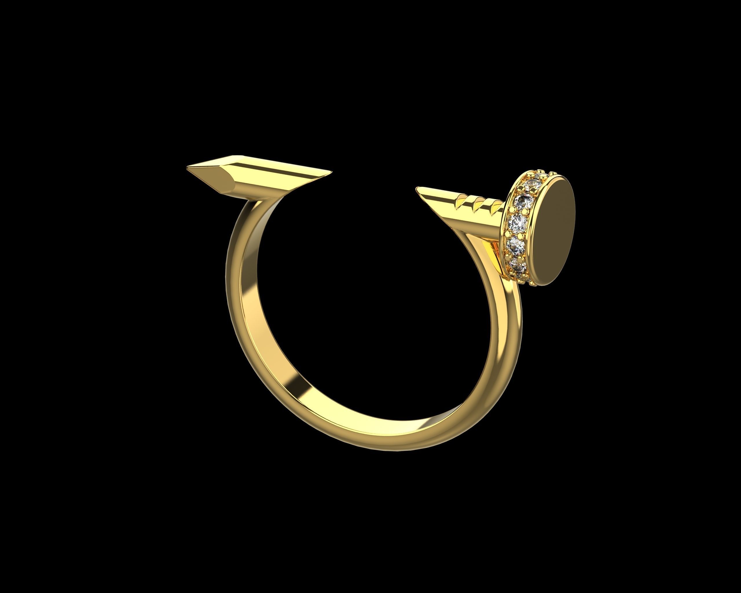 Nail Ring In The Finger with gems 17 Size N103 3D print model_5