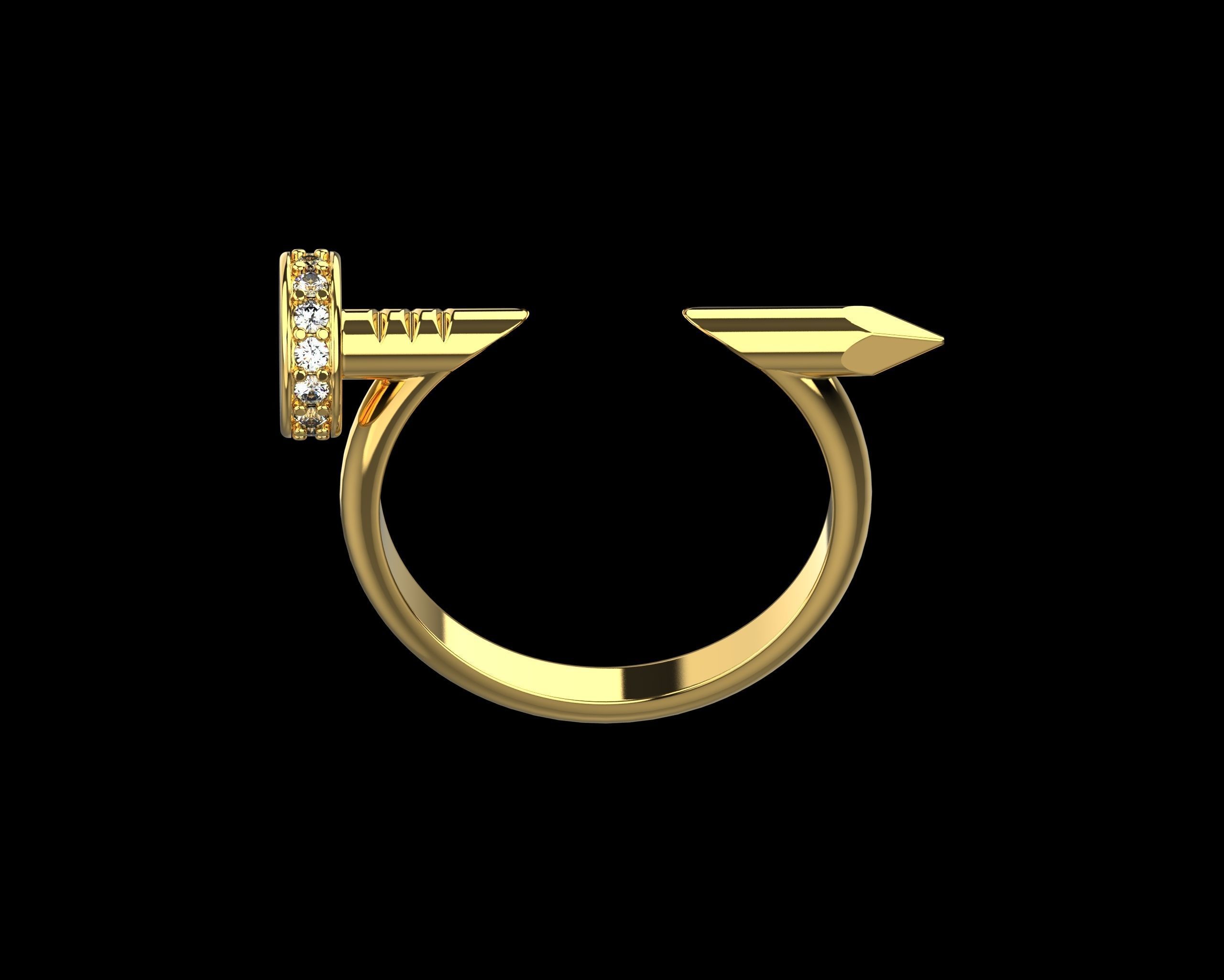 Nail Ring In The Finger with gems 17 Size N103 3D print model_15