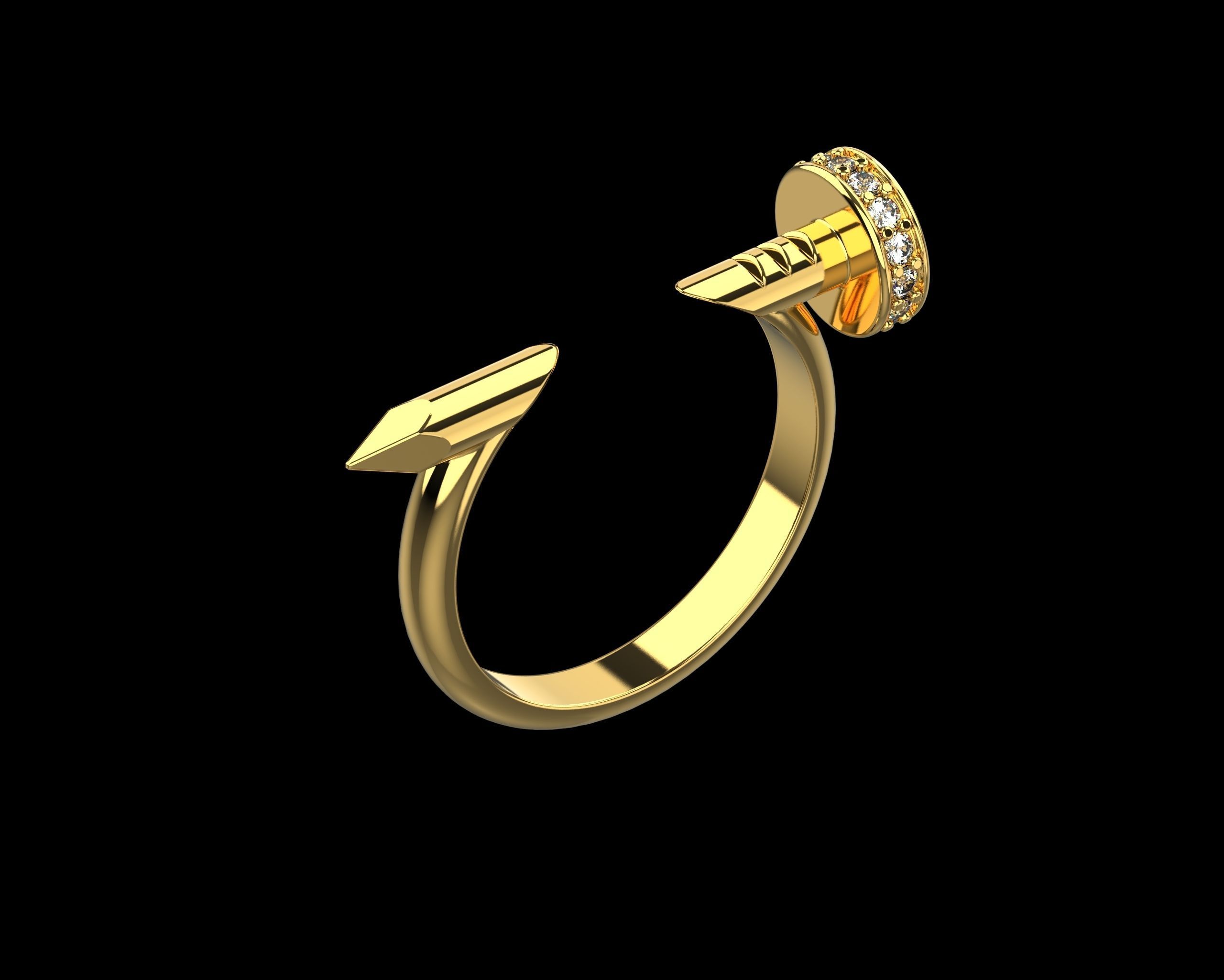 Nail Ring In The Finger with gems 17 Size N103 3D print model_16