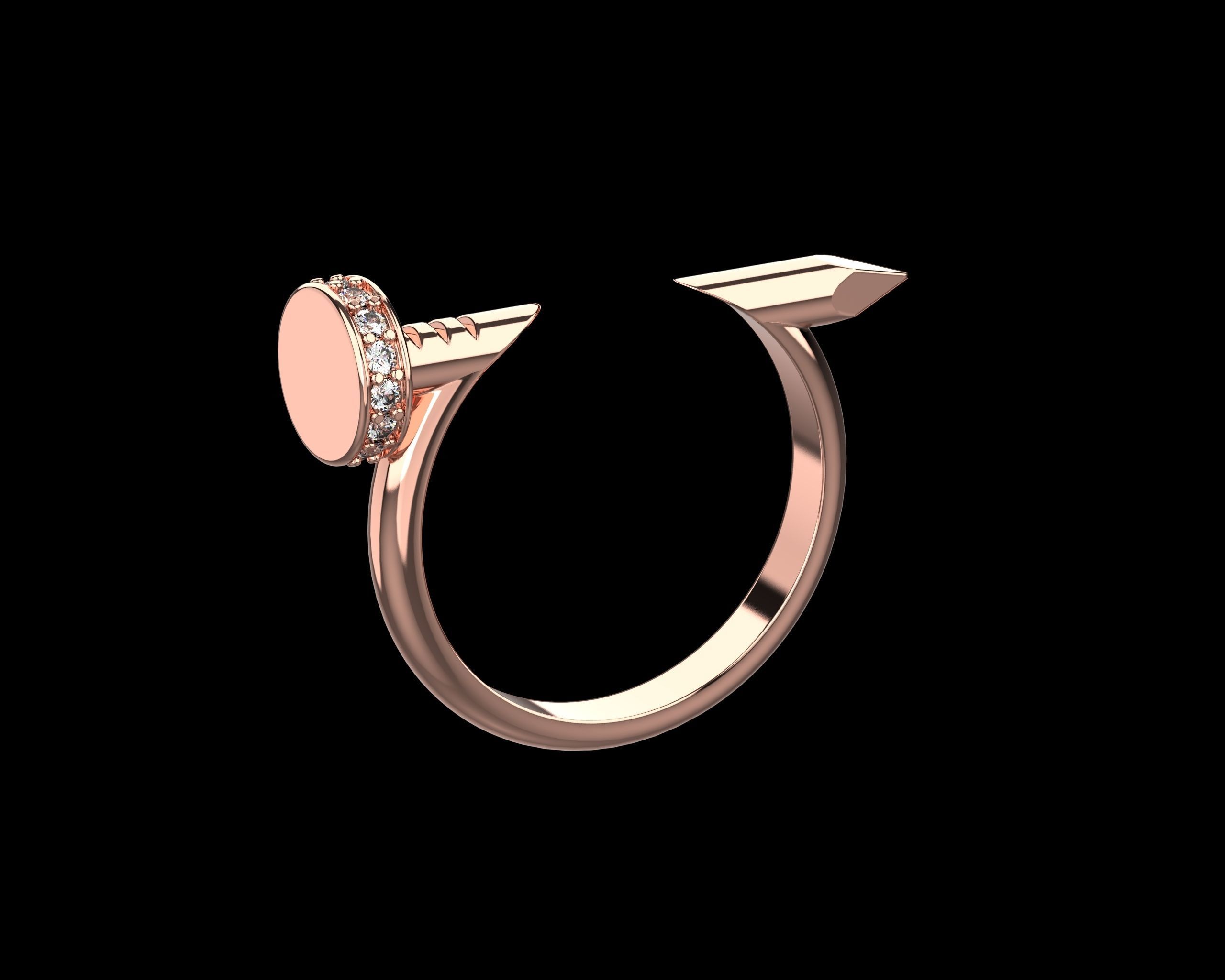 Nail Ring In The Finger with gems 17 Size N103 3D print model_2