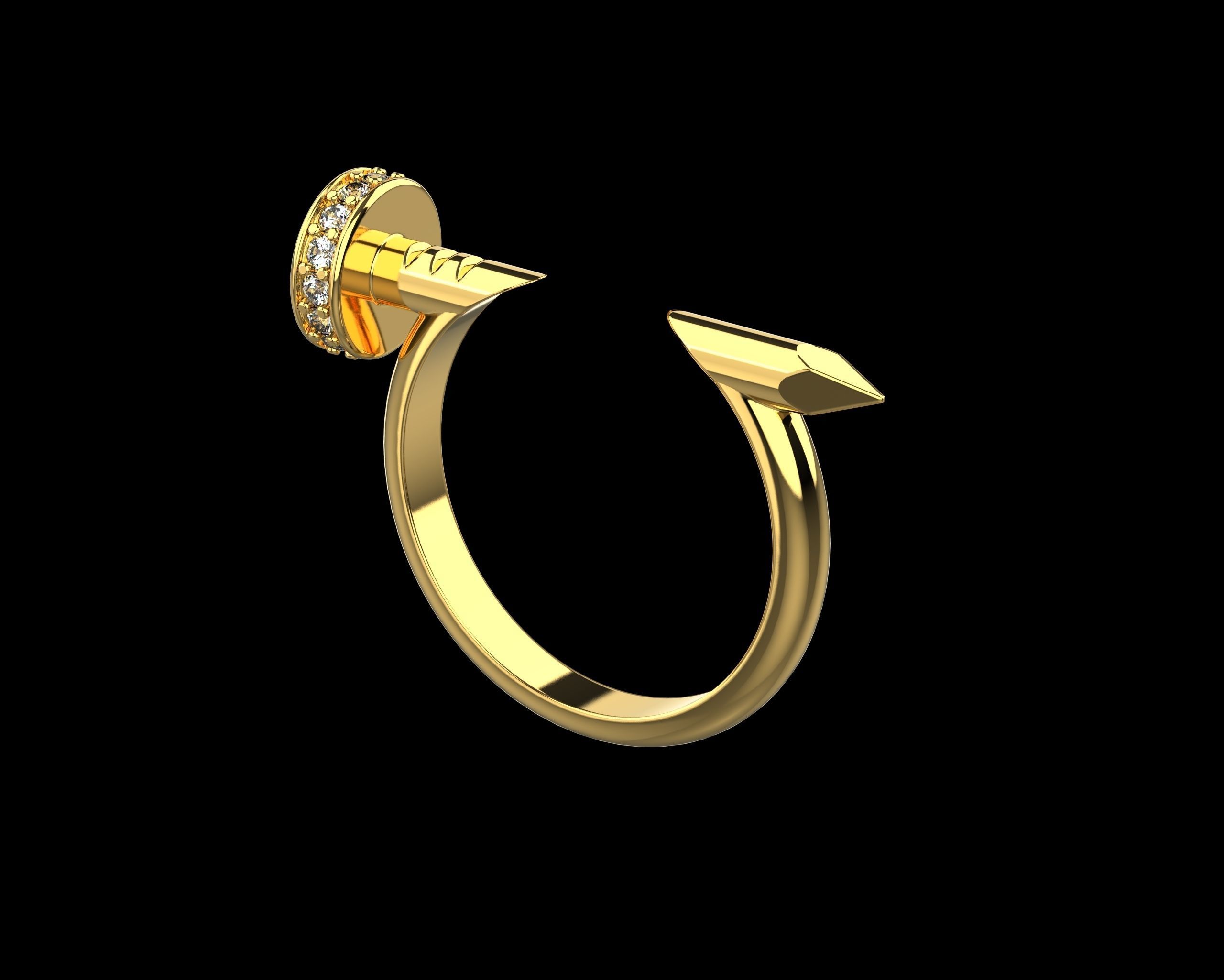 Nail Ring In The Finger with gems 17 Size N103 3D print model_14
