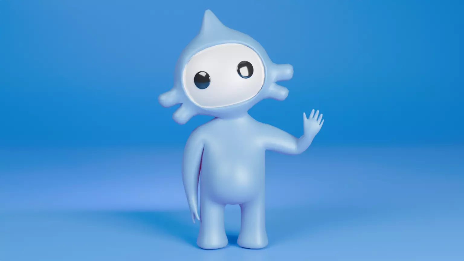 Blue Water Mascot Character Low-poly 3D model