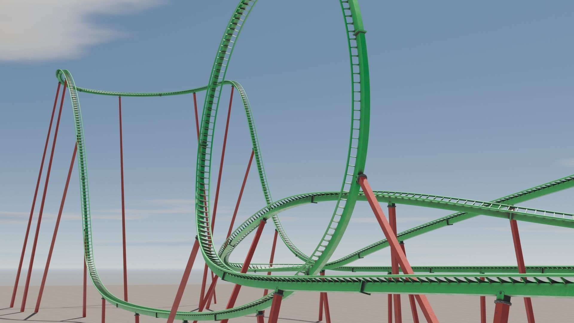 Rollercoaster 3D model Low-poly 3D model_4