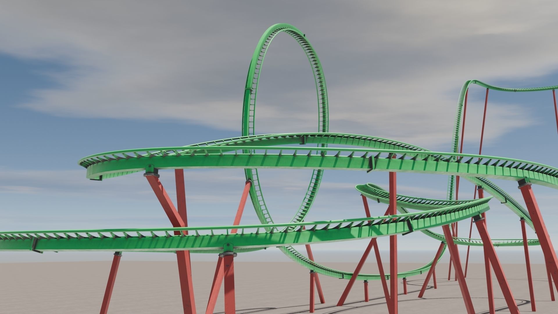 Rollercoaster 3D model Low-poly 3D model_27