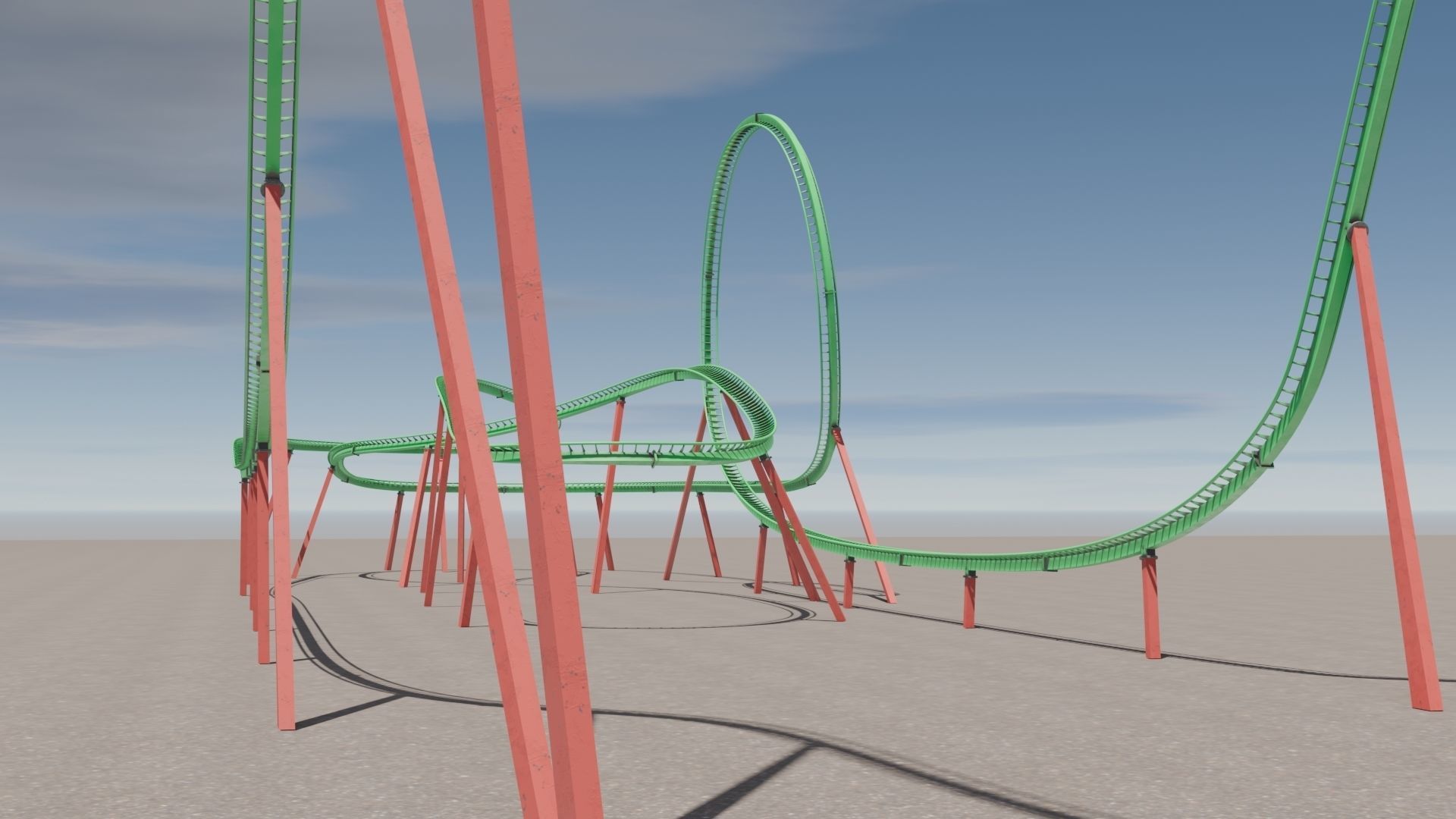 Rollercoaster 3D model Low-poly 3D model_9