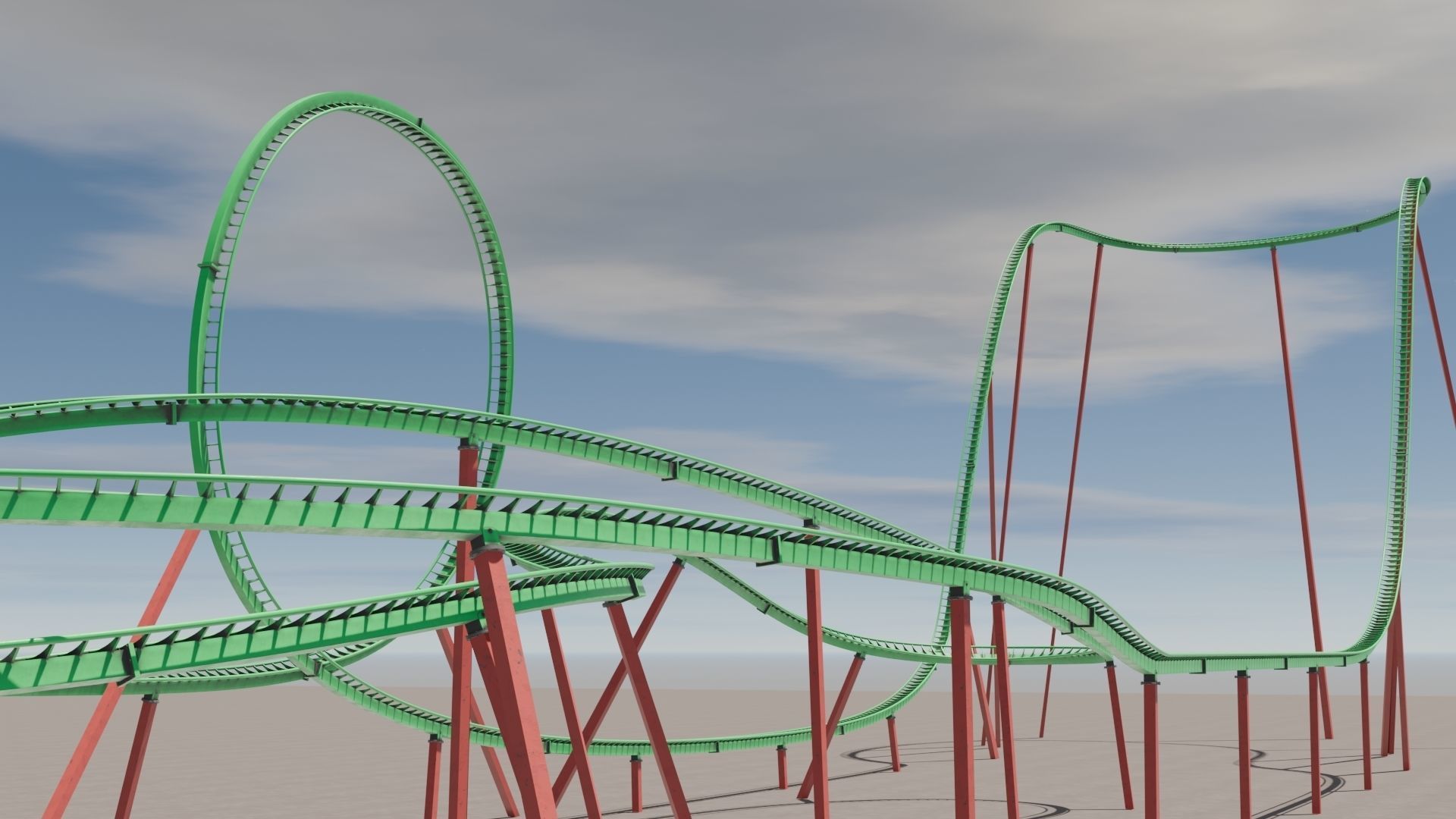 Rollercoaster 3D model Low-poly 3D model_28