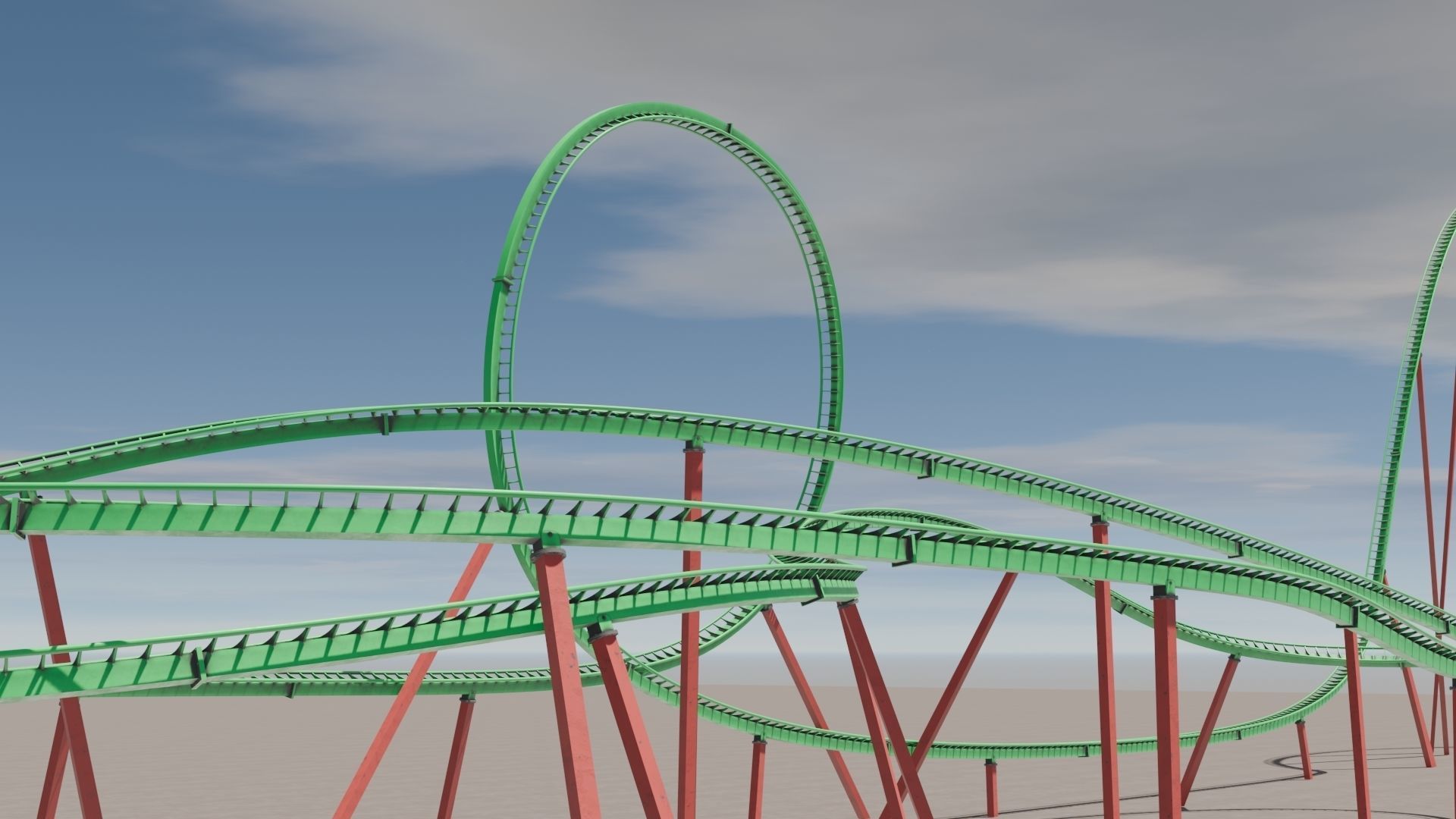 Rollercoaster 3D model Low-poly 3D model_29