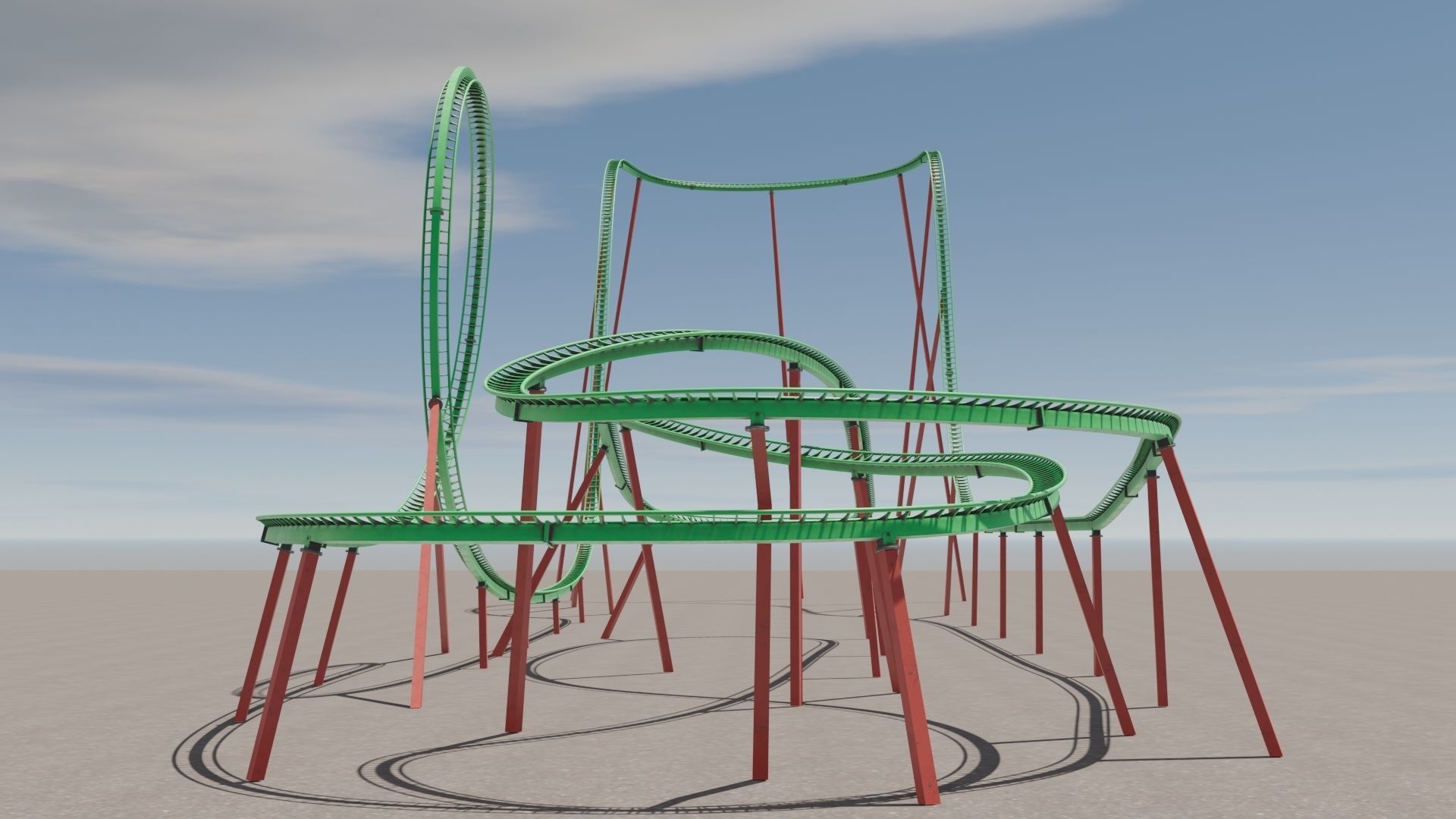 Rollercoaster 3D model Low-poly 3D model_3