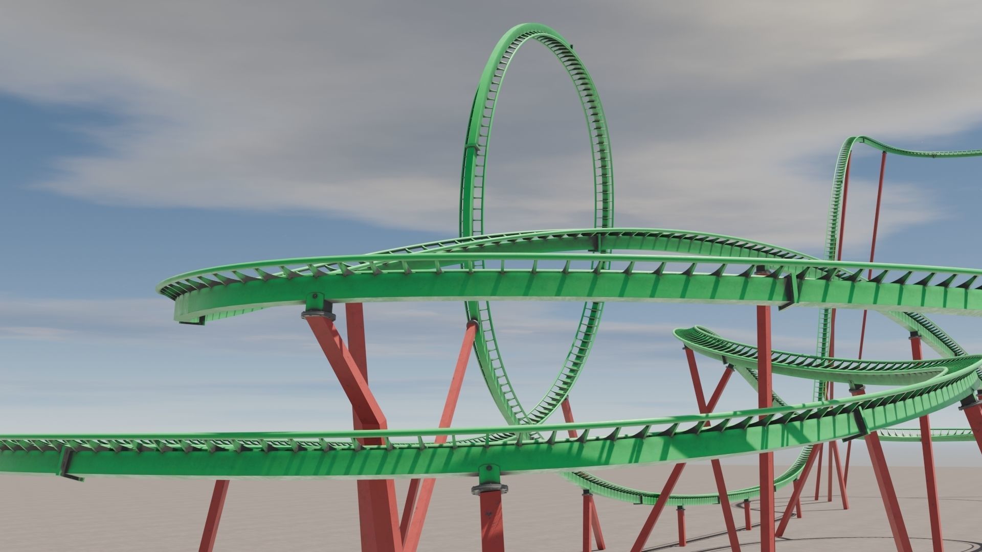 Rollercoaster 3D model Low-poly 3D model_26