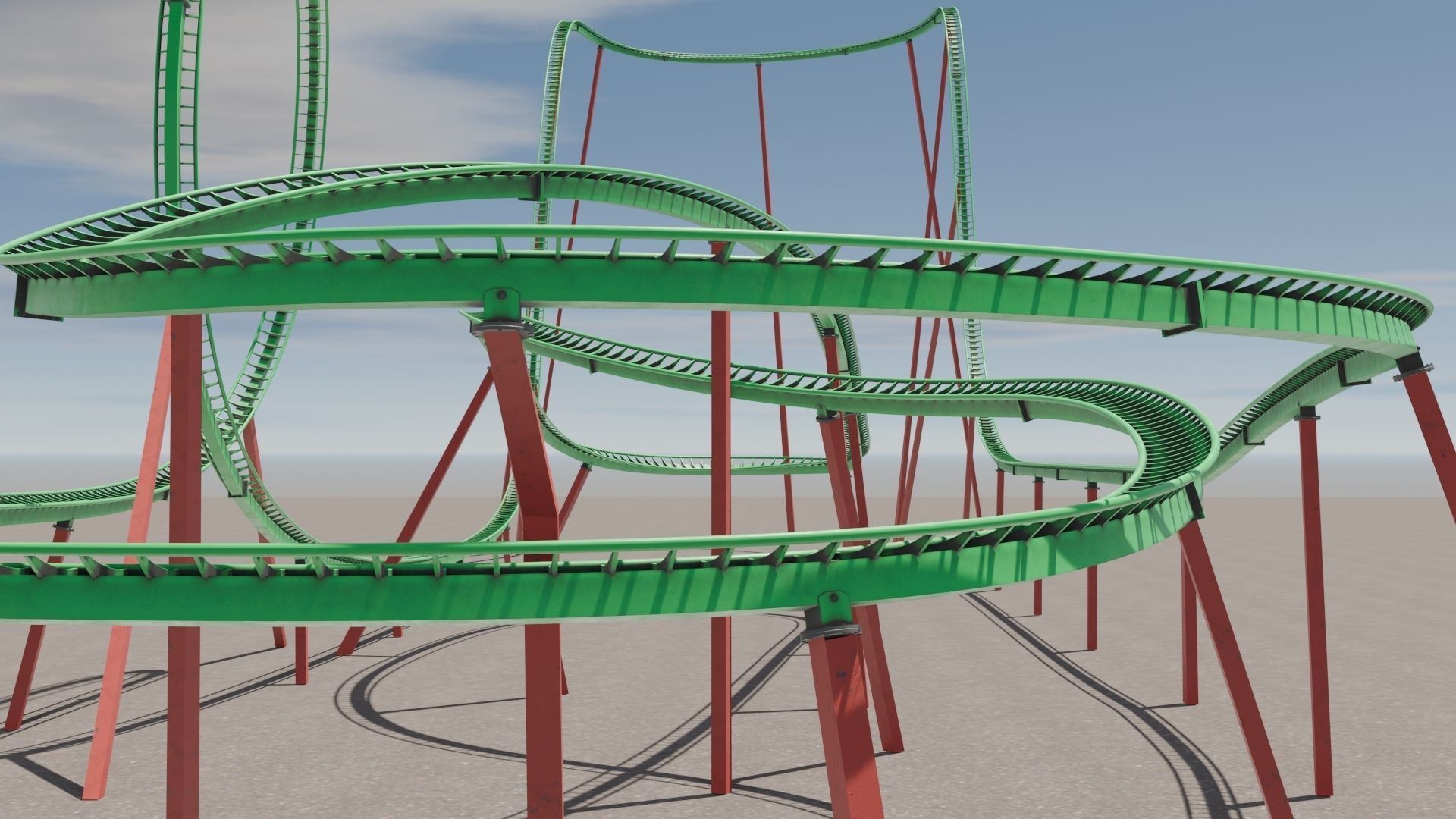 Rollercoaster 3D model Low-poly 3D model_19