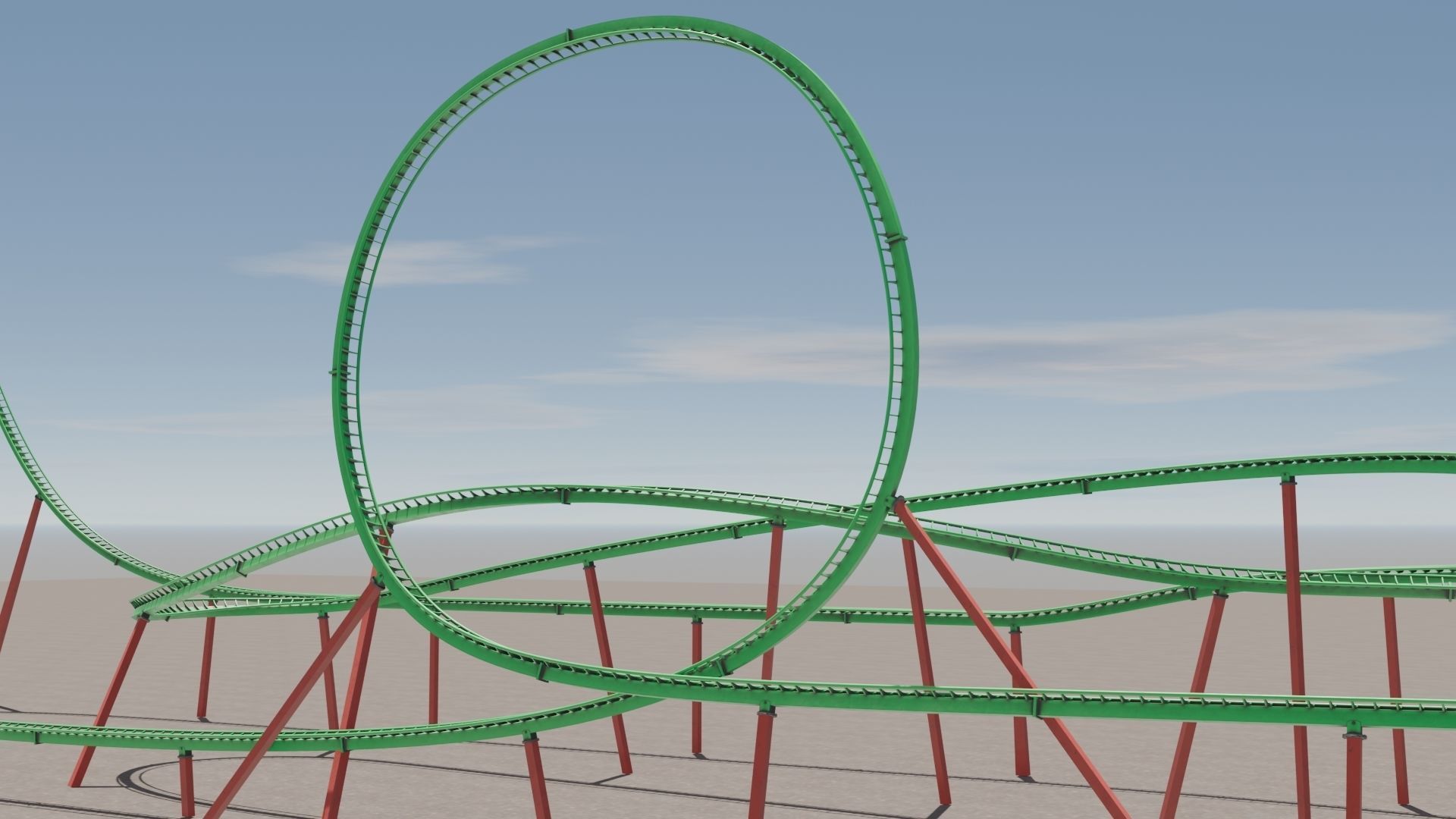 Rollercoaster 3D model Low-poly 3D model_2