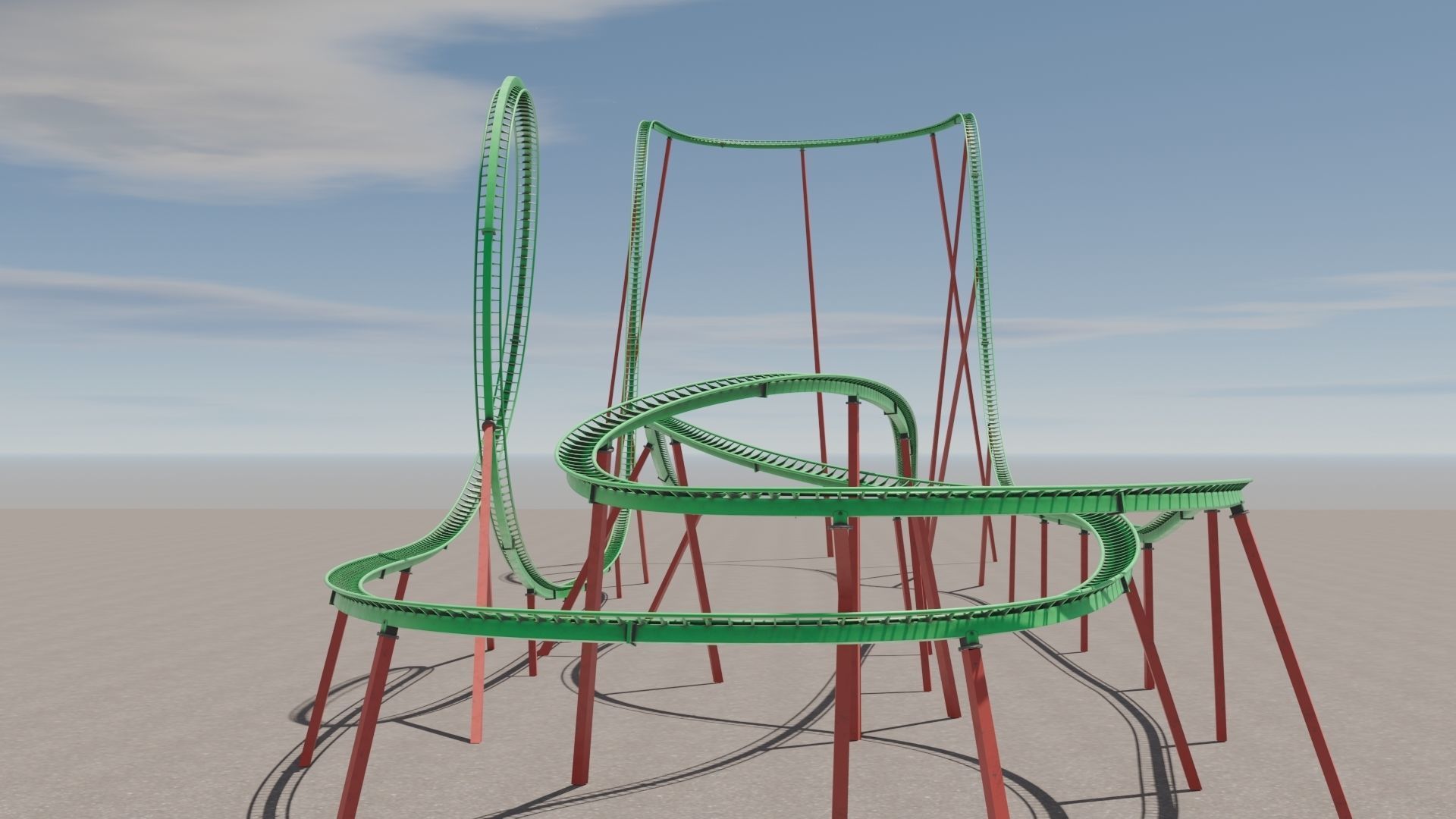 Rollercoaster 3D model Low-poly 3D model_17